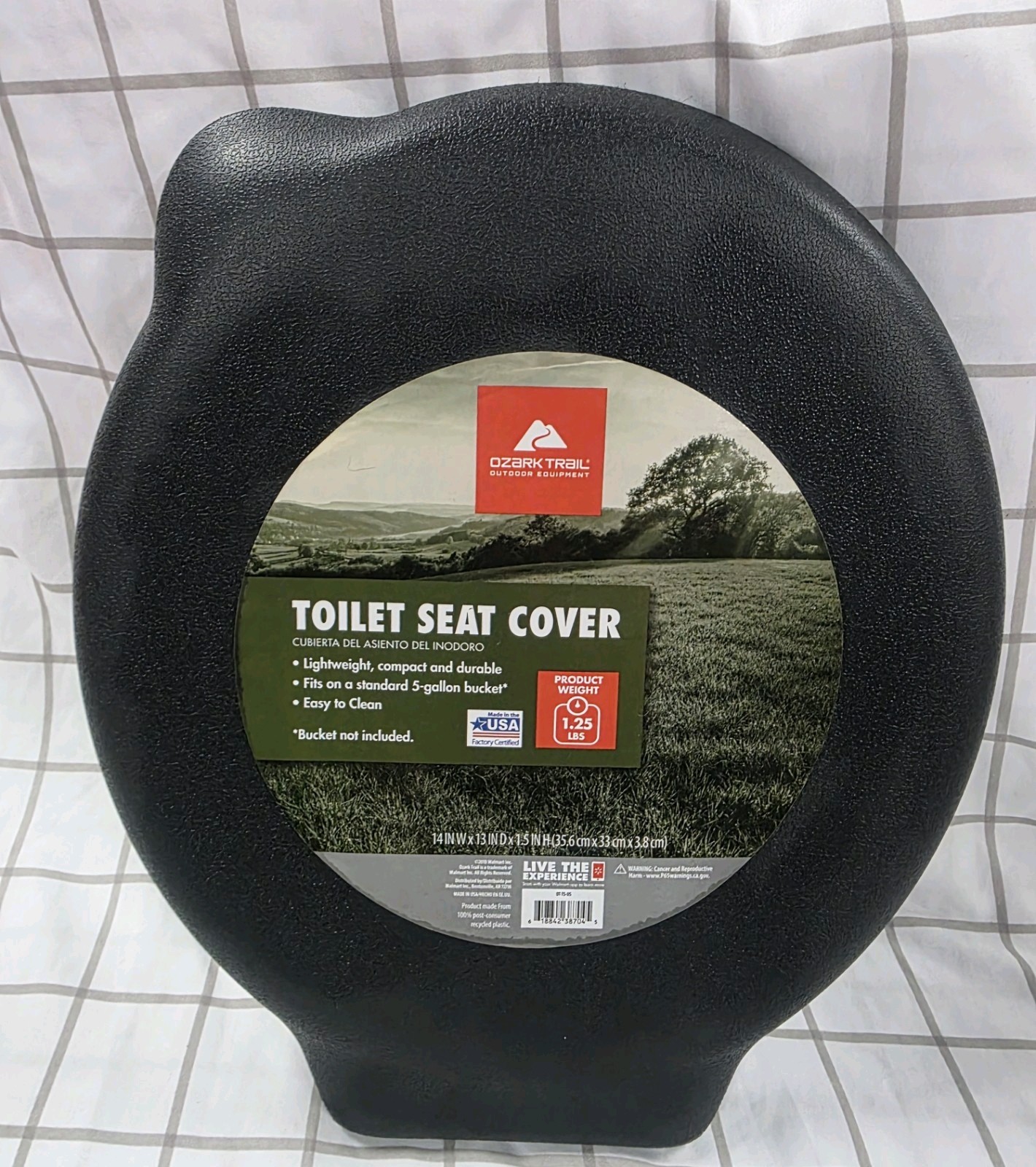 Ozark Trail Portable Outdoor Snap on Toilet Seat Cover with Folding Lid, Black
