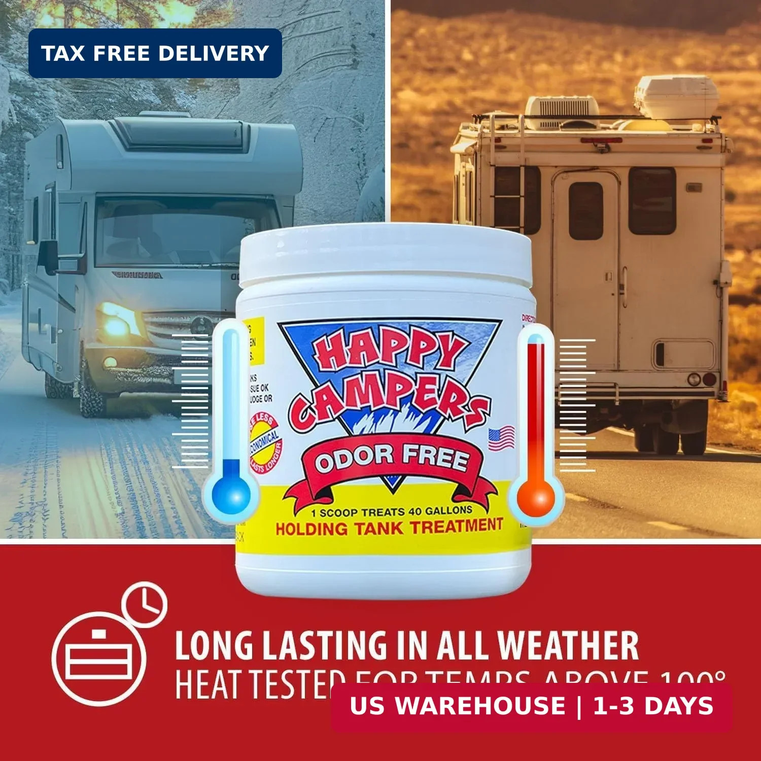 Happy Campers RV Toilet Treatment & Holding Tank Treatment – Controls Odors, Hel