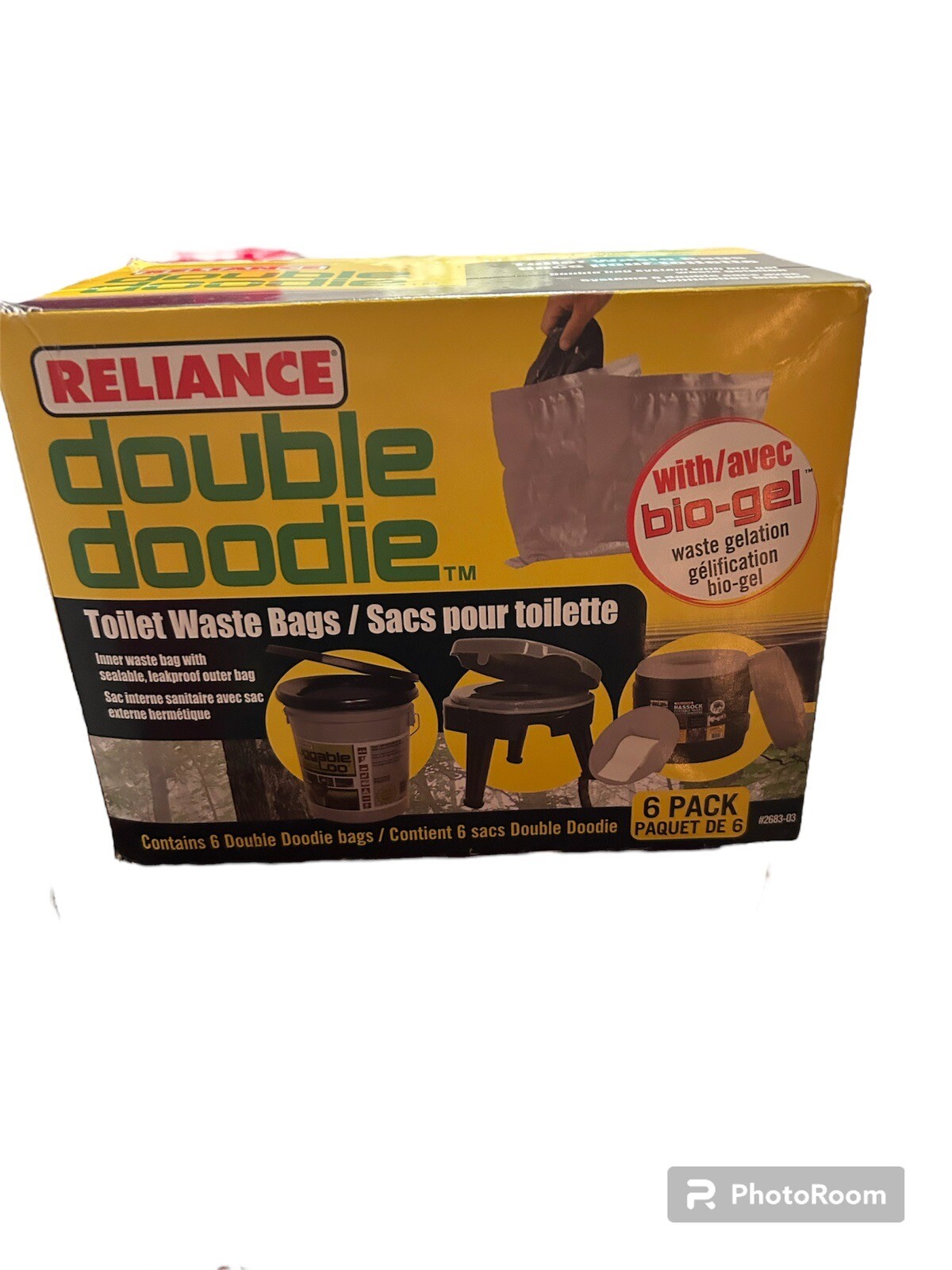 Reliance 6 Pack Double Doodie Toilet Waste Bag Leak proof seal Easy Cleanup New