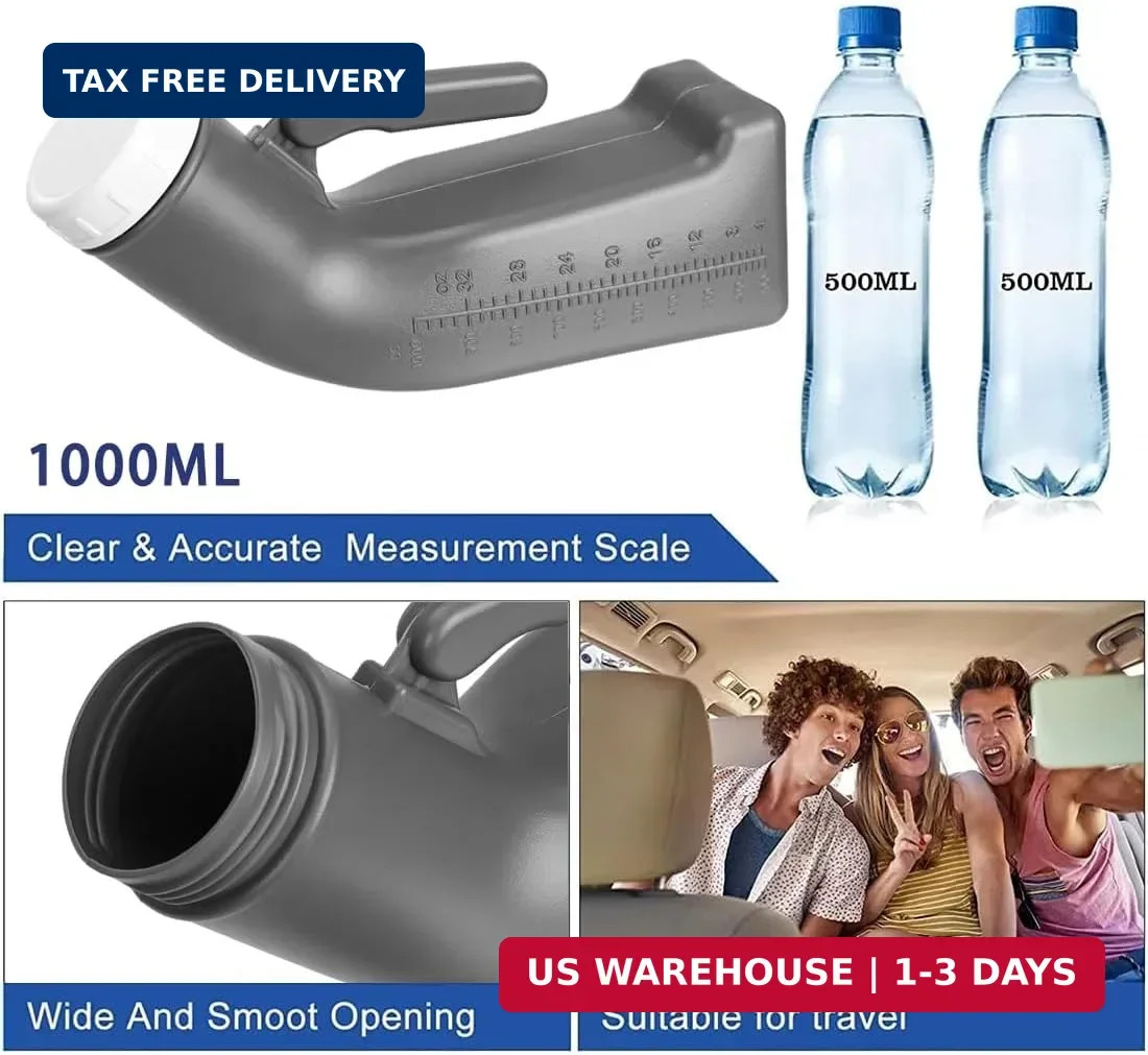 Urinal Bottle Plastic Pee Bottles for Men Portable Urine Bottle Urinal Toilet wi