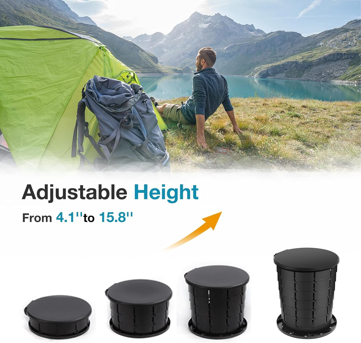 Upgrade Retractable Portable Toilet Travel Toilet Adjustable Height Camping Toil