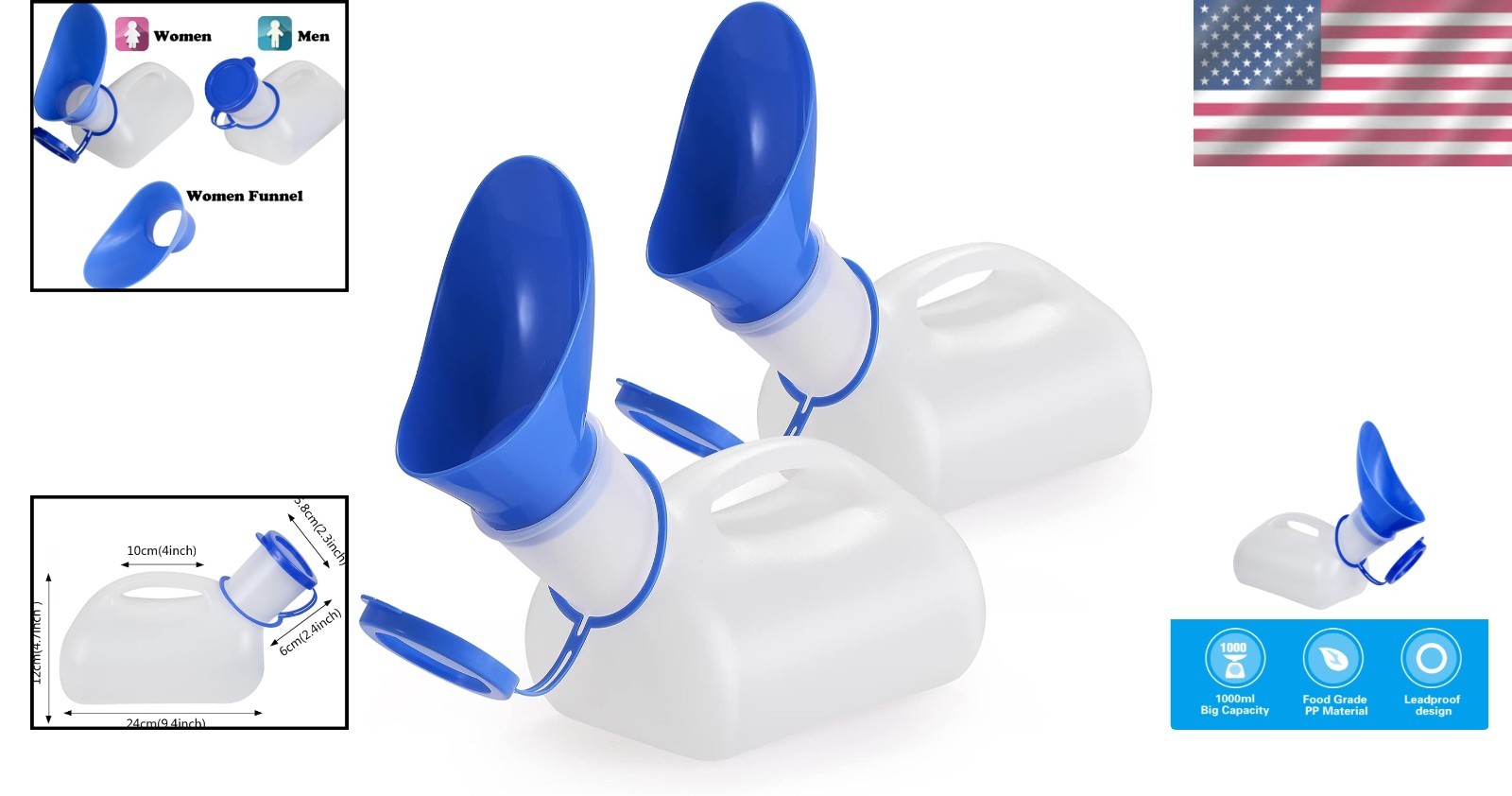 Portable Leak-Proof Pee Bottle with Funnel – Ideal for Kids and Elders