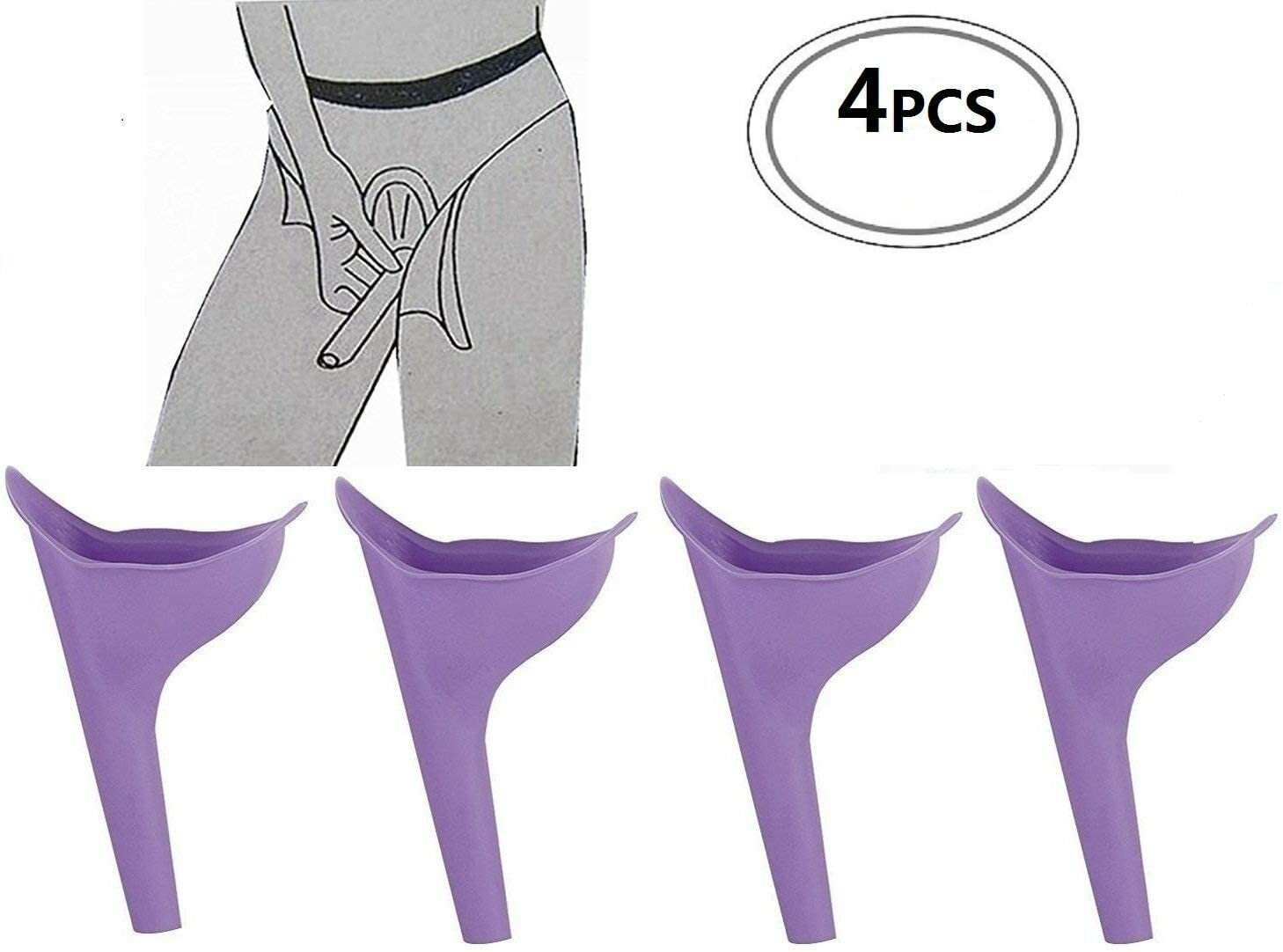 Portable Female Women Urinal Camping Travel Toilet Device 4 Pieces Purple