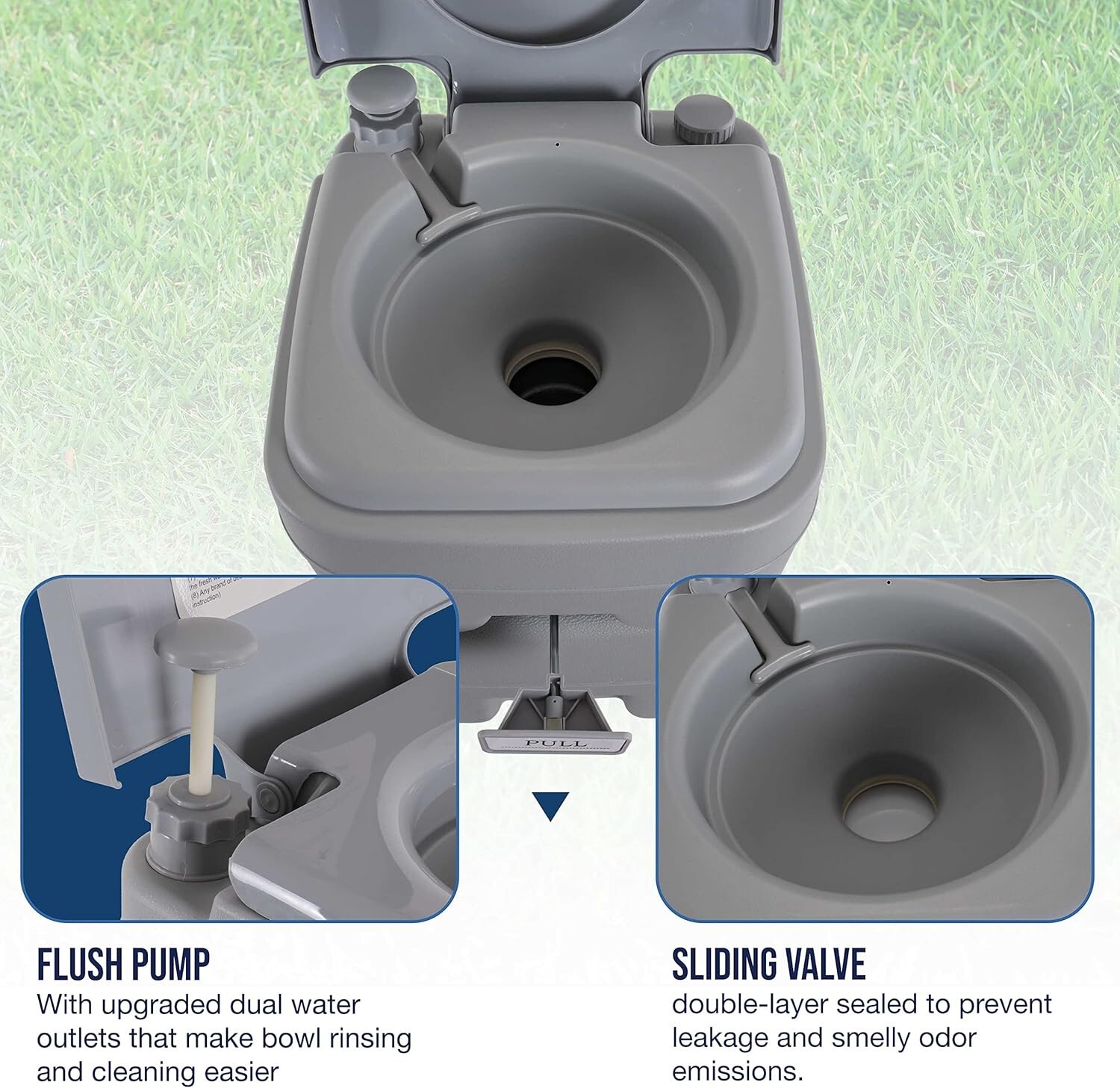 U.S. Camping Supply Portable Toilet with Carry Bag, 5.3 Gallon Waste Tank Camp