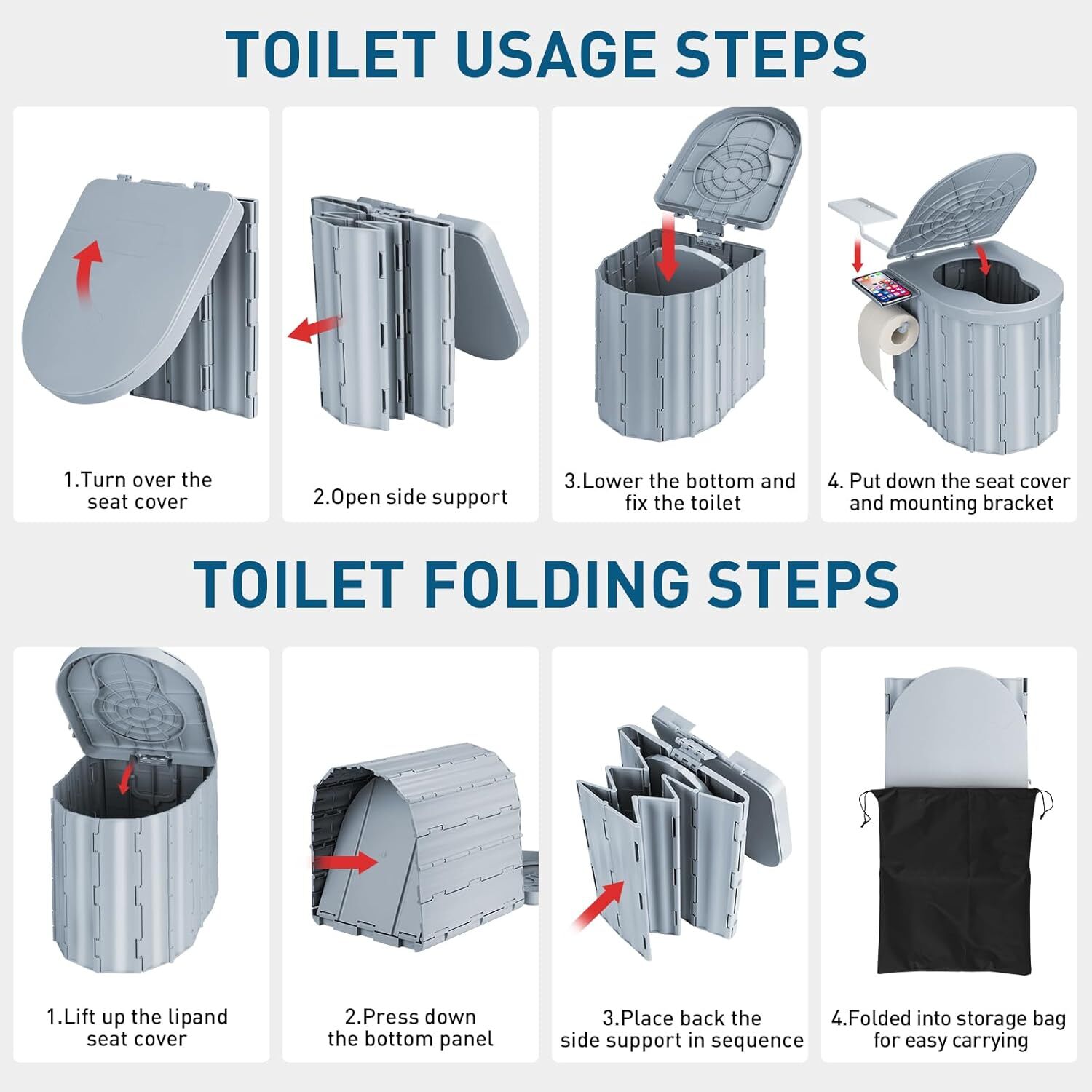 Portable Camping Folding Toilet with Pop-Up Privacy Tent 400 Lb Camping Bathroom