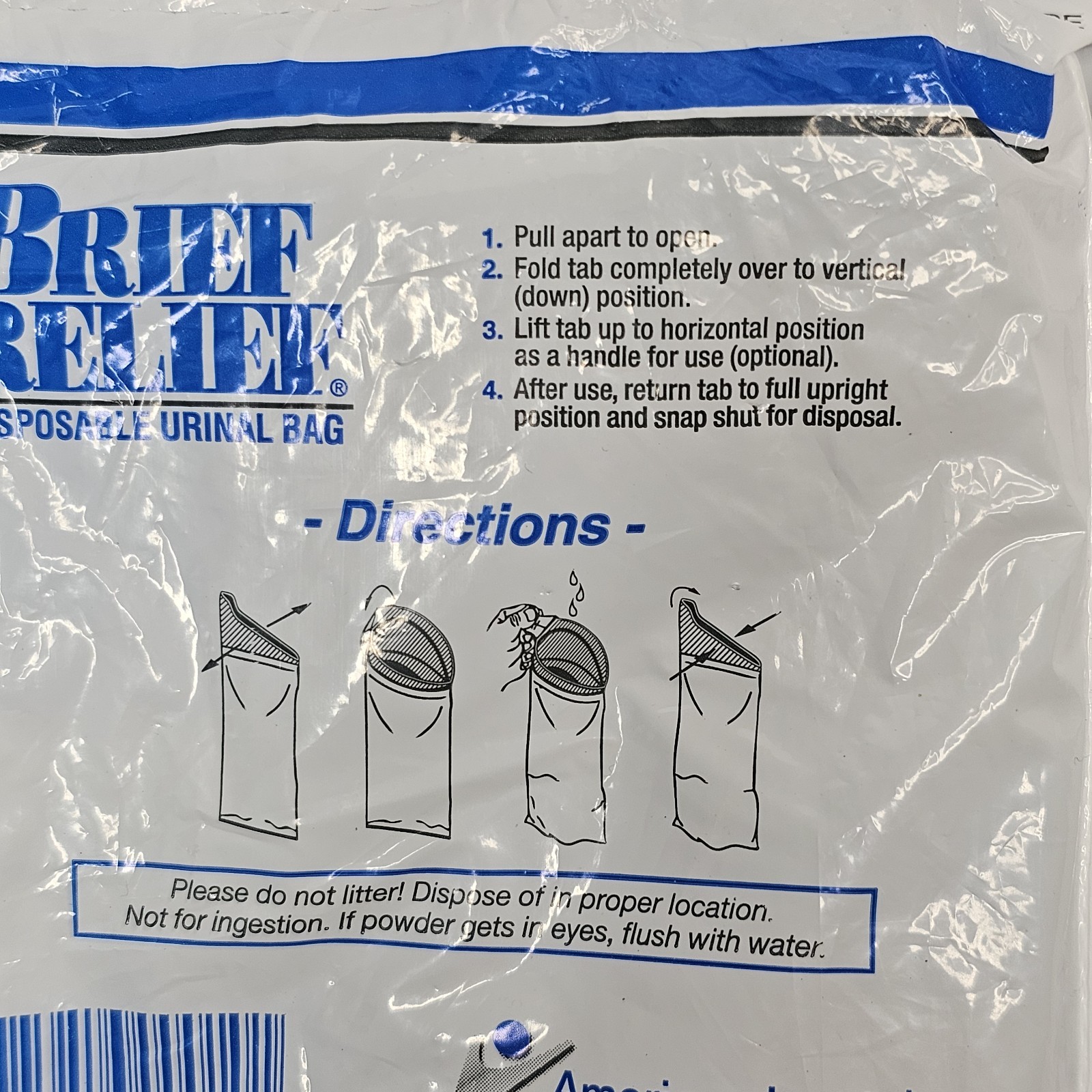 6 BRIEF RELIEF Disposable Urinal Bags BR608 NEW