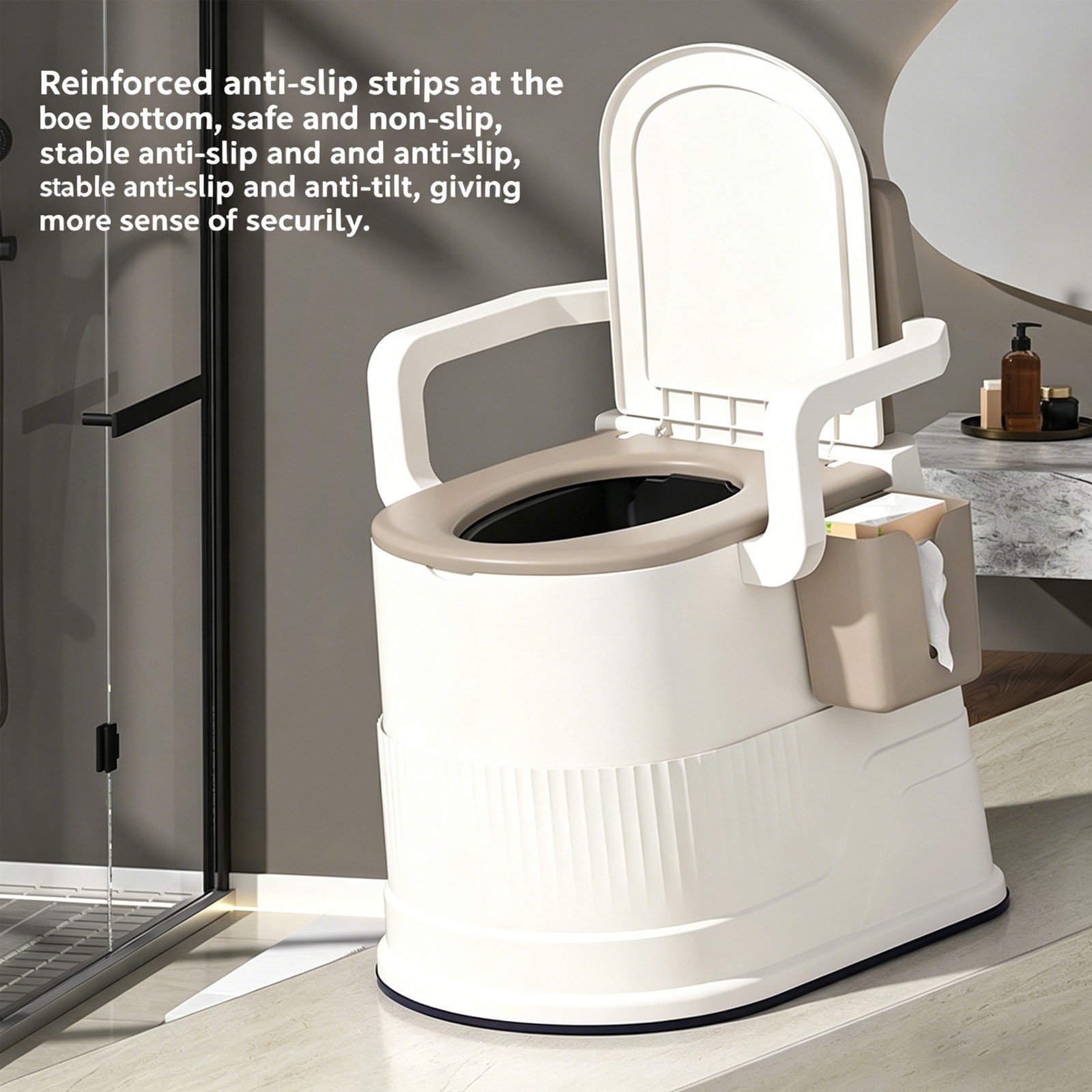 2-Gal Portable Toilet Travel Camping Outdoor/Indoor Commode Potty w/ Tissue Box