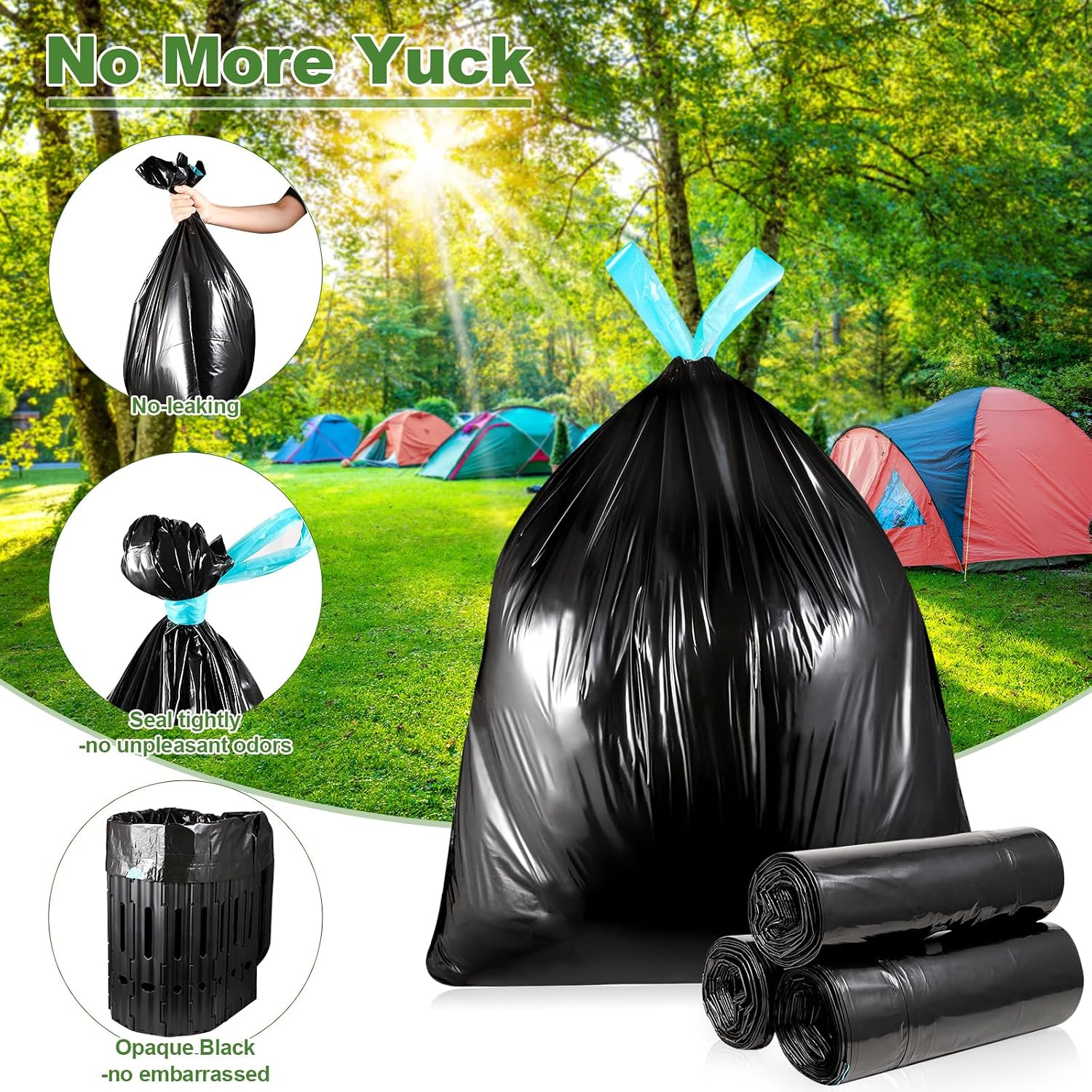 30 Portable Toilet Bags with 30 Poo Gel Set, 8 Gallon Capacity | Camping Toilet