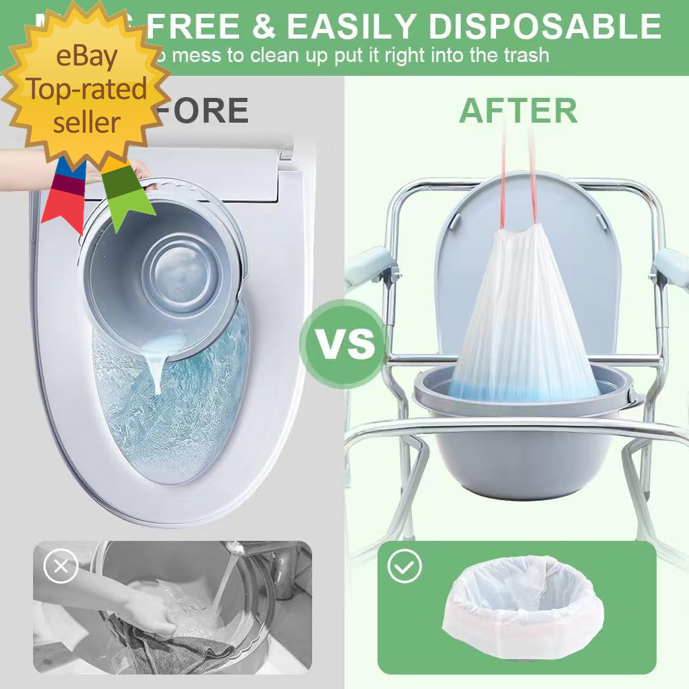 Commode Liners 120PCS Bedside Commode Liners Disposable-Portable Toilet Bags