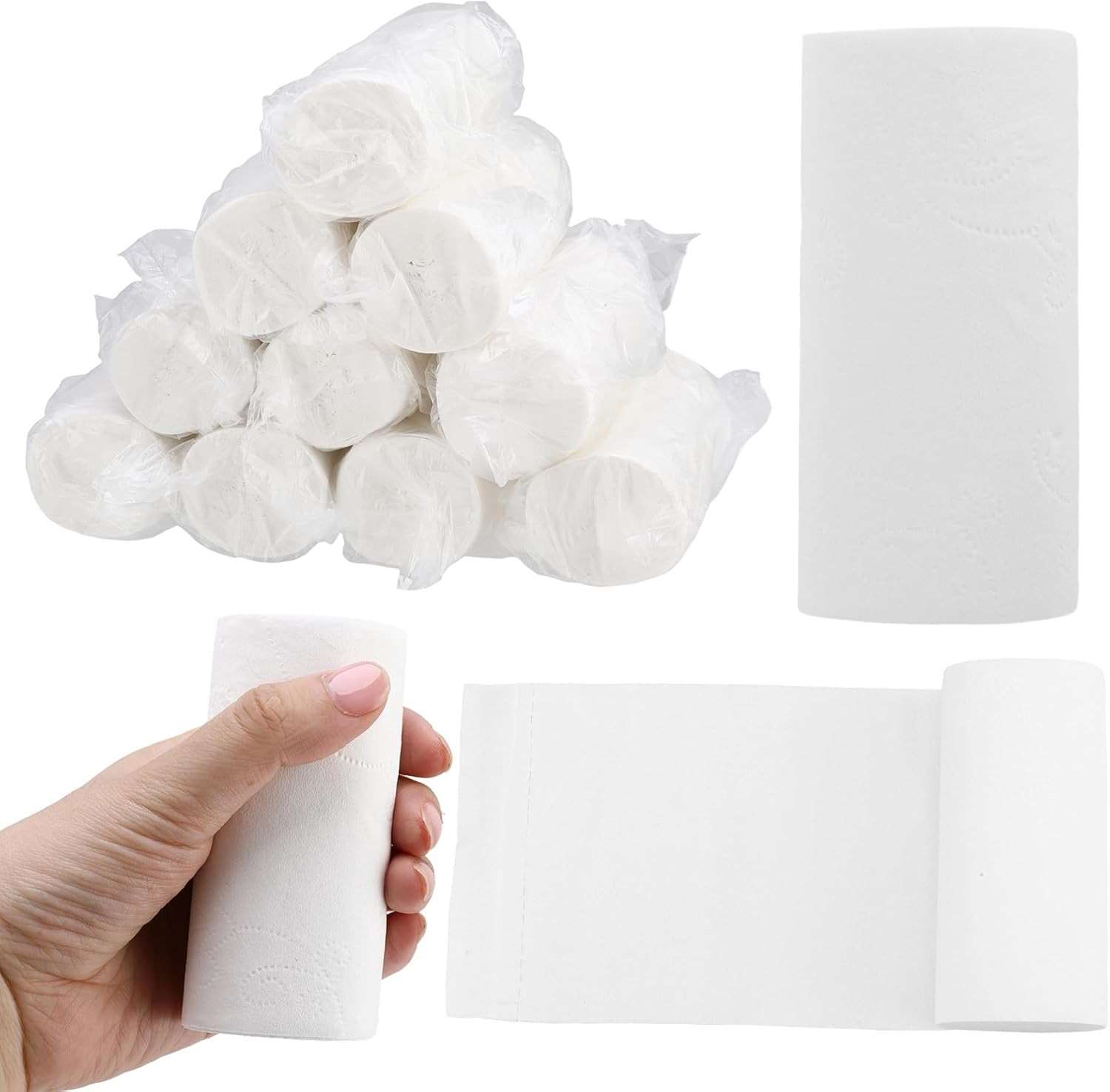 16 Rolls Travel Toilet Paper to Go Packs, Soft Coreless Camping Toilet Paper, Co