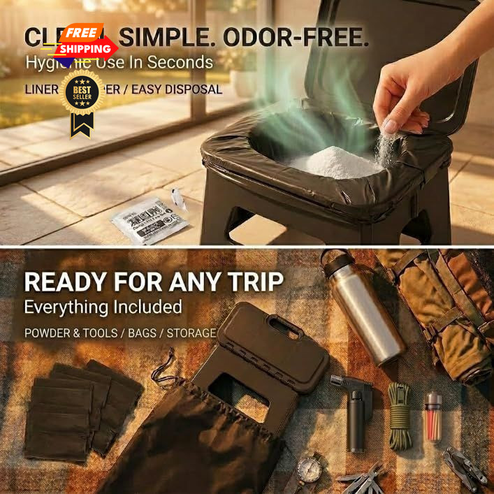 Camping Portable Toilet for Travel Adults Collapsible Foldable 12x10x3