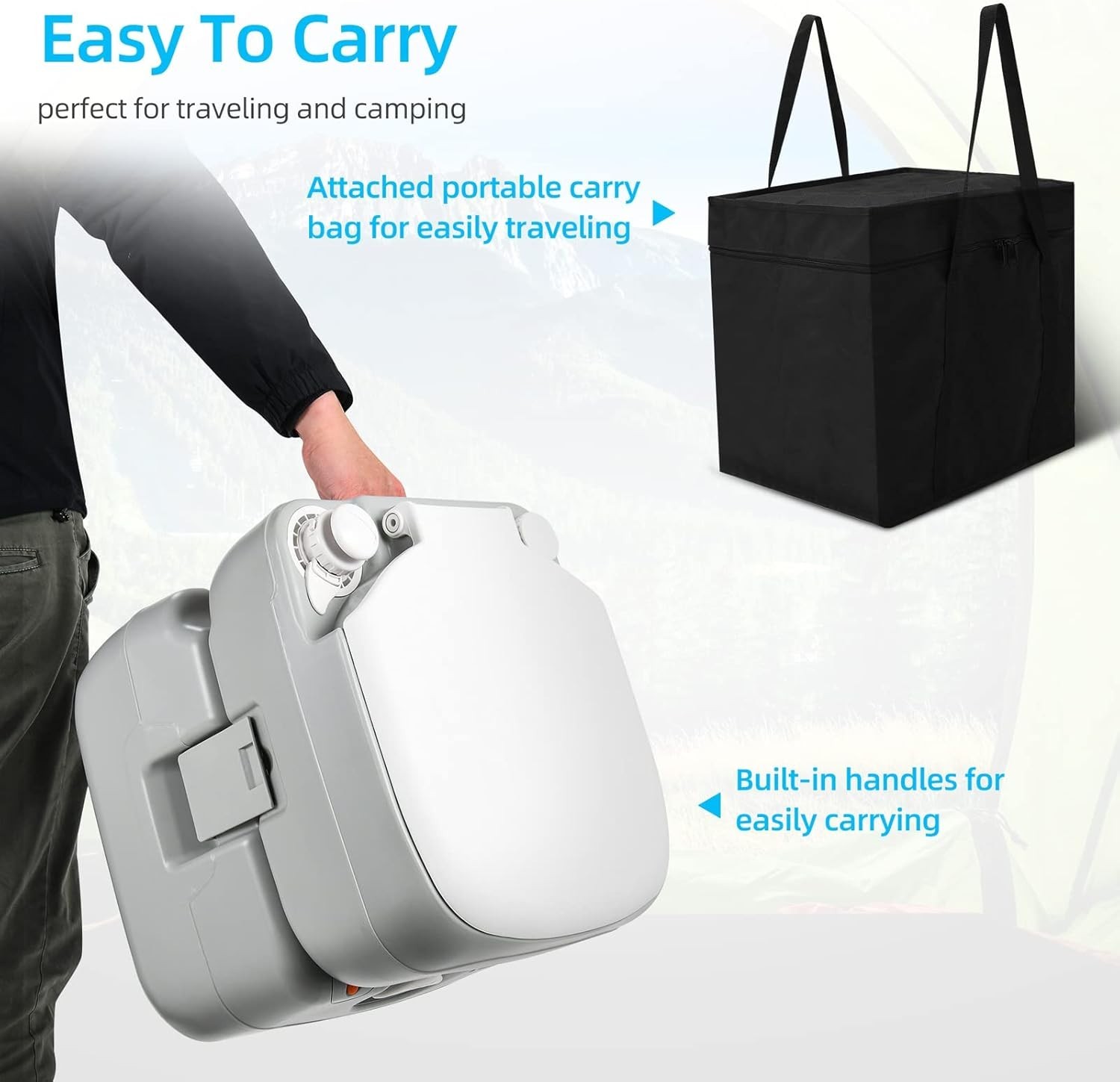 Convenient 5.8 Gallon Portable Camping Toilet with Level Indicator & Sprayer