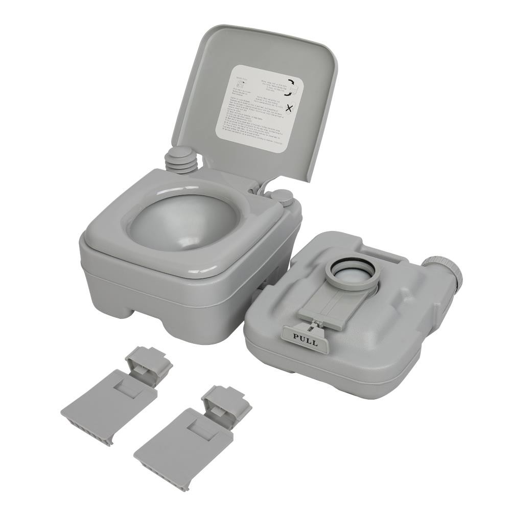 10L Portable Camping Toilet Flush Porta Travel Vehicle Boat Toilet Potty Gray
