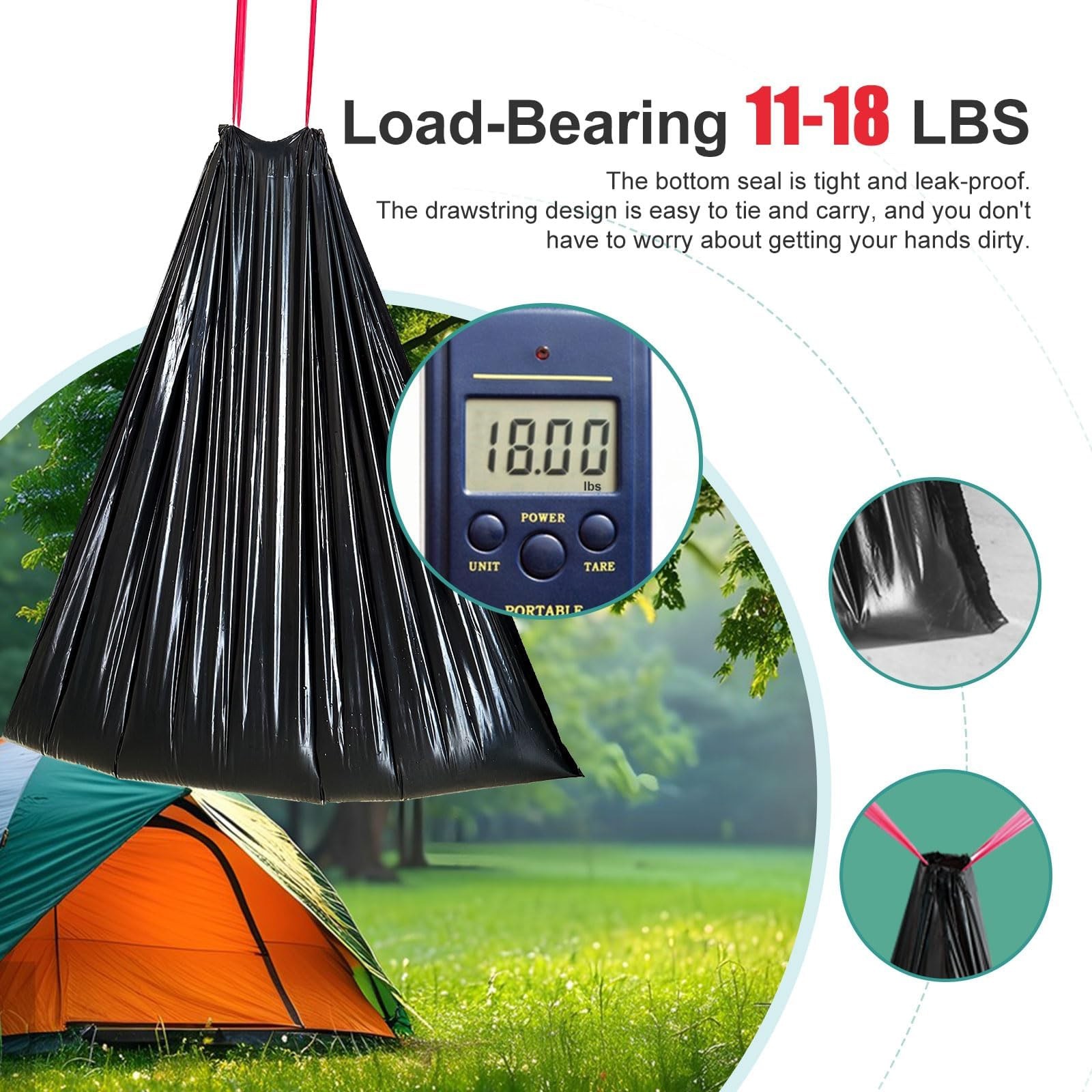Ann Katy Portable Toilet Bags, Leak-Proof Waste Bags for Outdoor, Hiking