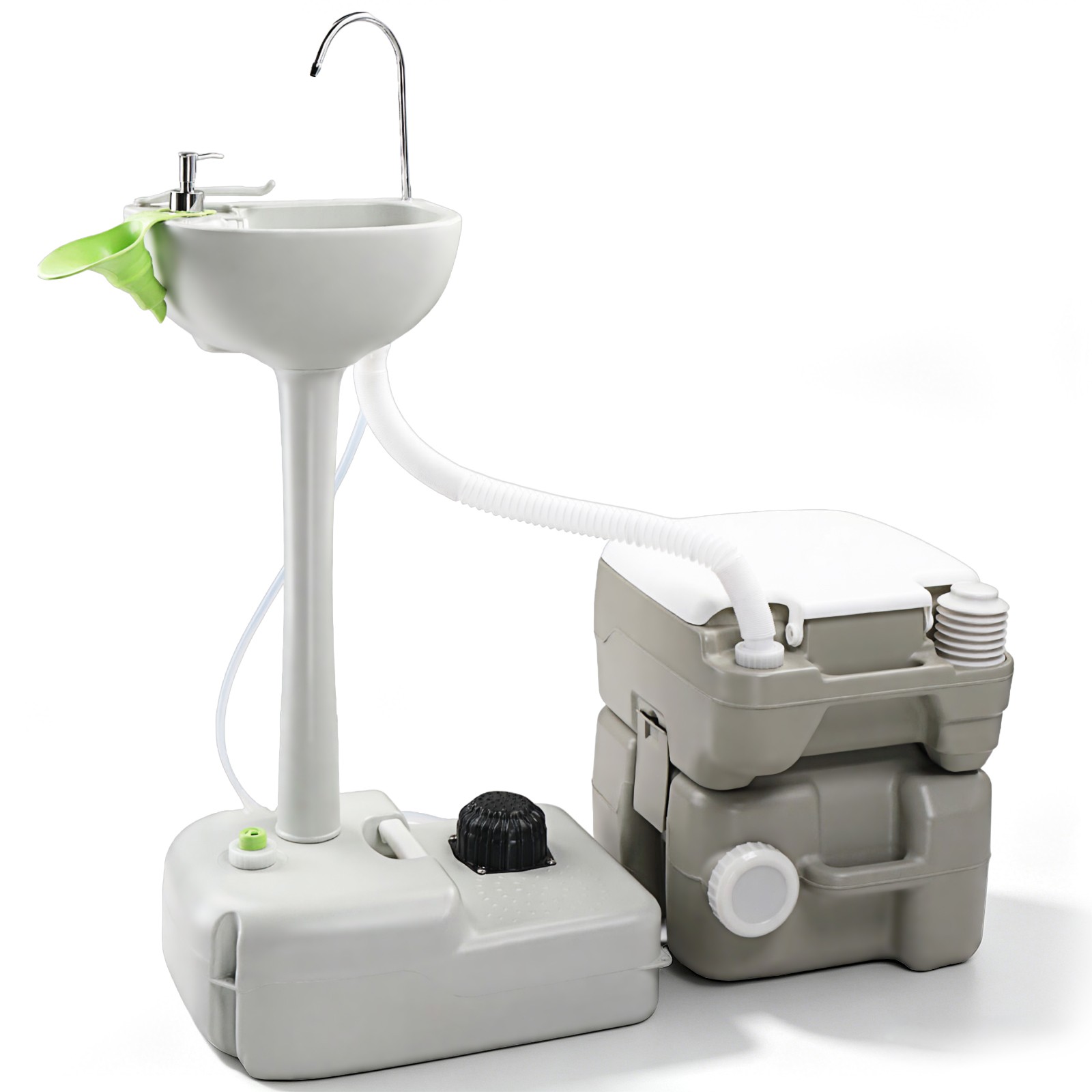 5 Gallon Portable Toilet Outdoor Hand Wash Sink Station RV Camping HDPE Combo