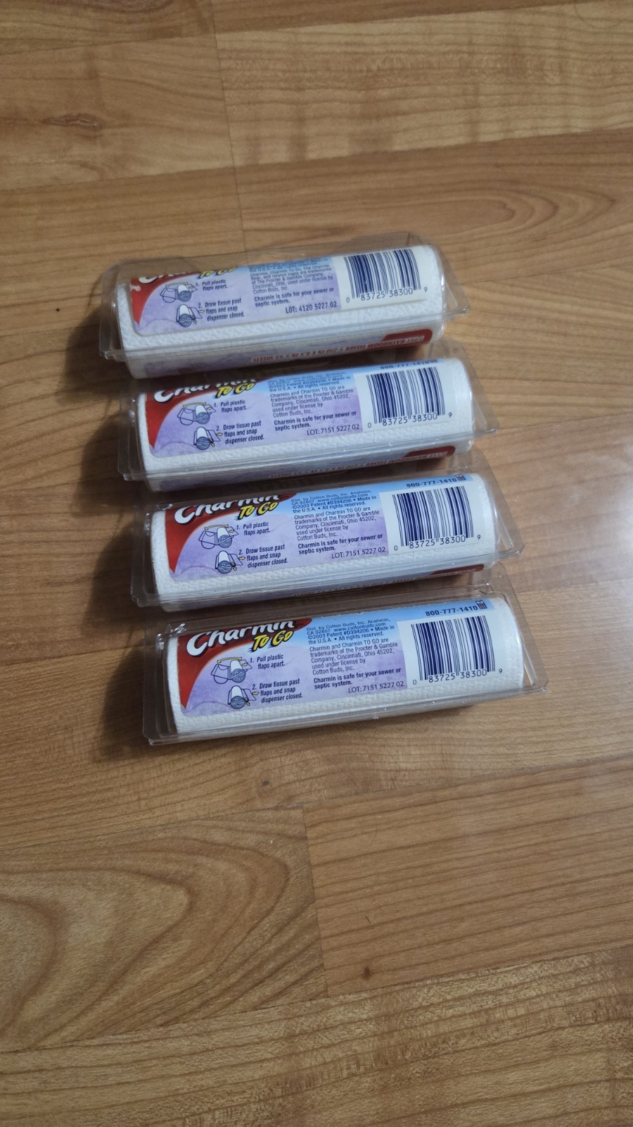 Charmin To Go Toilet Paper 1-Ply Bath Tissue 55 Sheets Lot Of 4 Camping Hiking