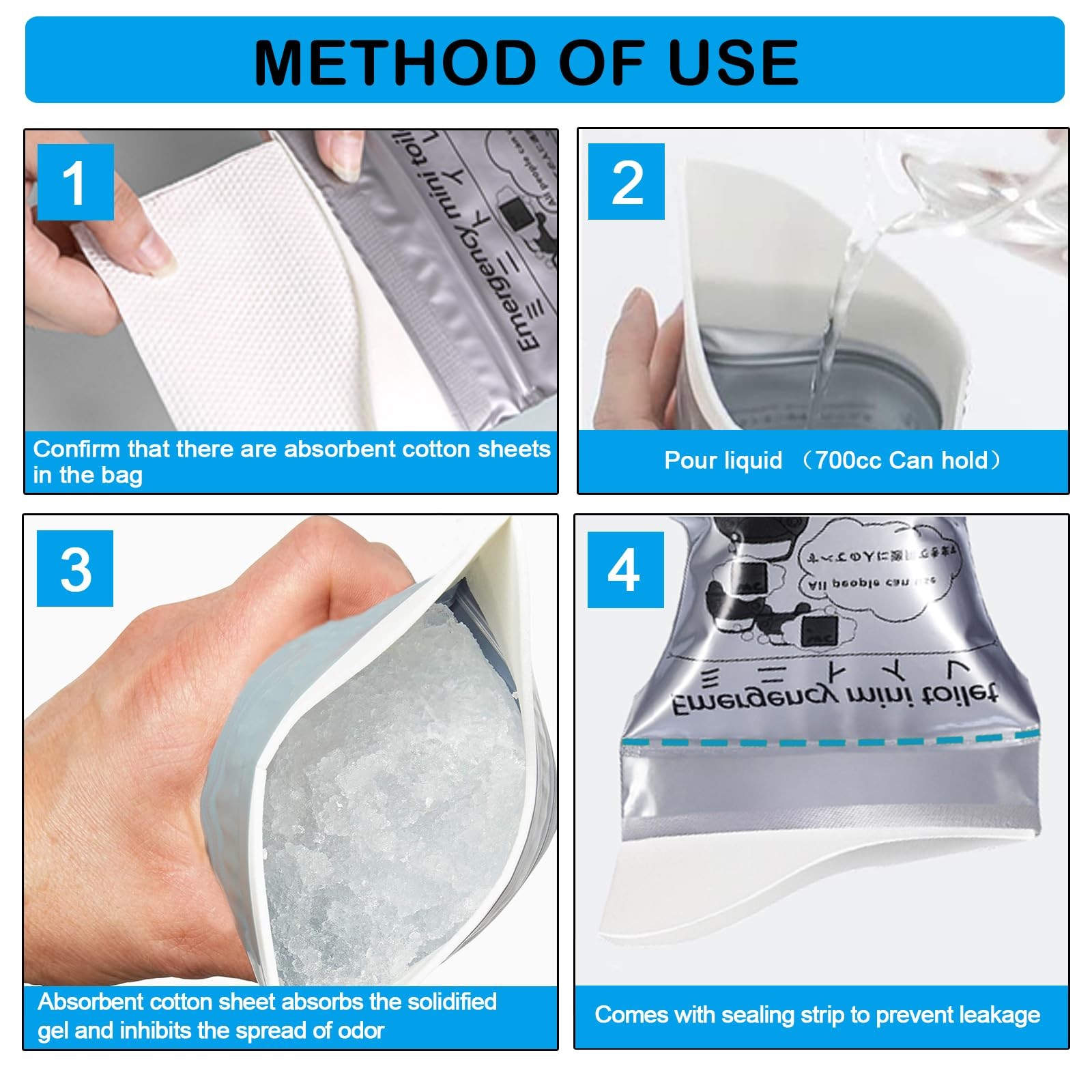 Moodooy Disposable Emergency Urinal Bag, 8 Pack Portable 8 Pack, grey-8