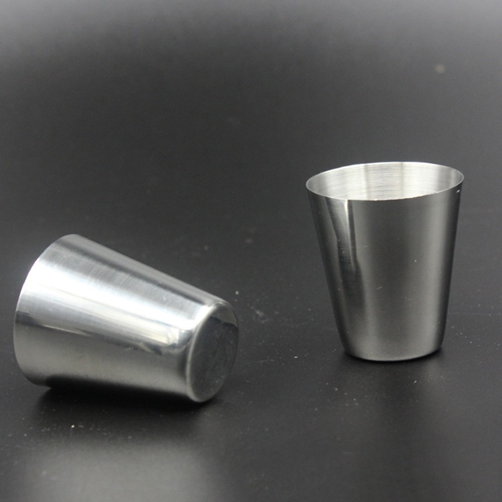 Stainless Steel Cup Set for Camping 30ml Pack of 4 with Leather Storage Case