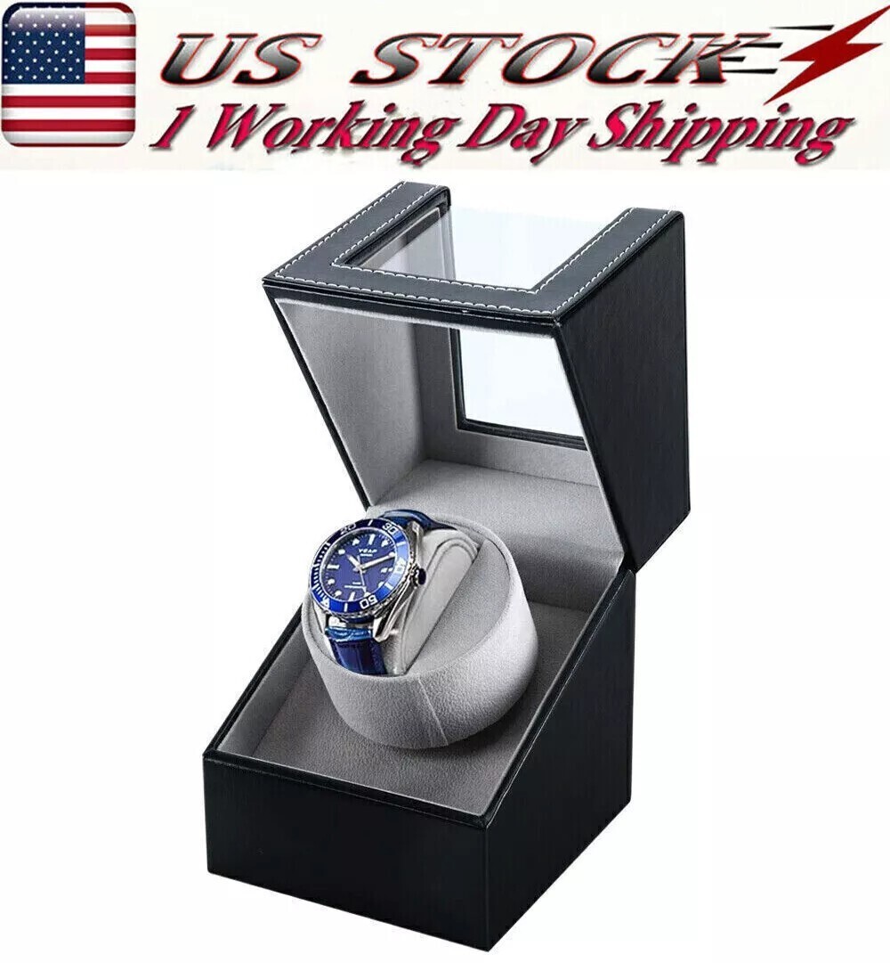 Automatic Rotation Single Watch Winder Box Leather Storage Display Case Gift New
