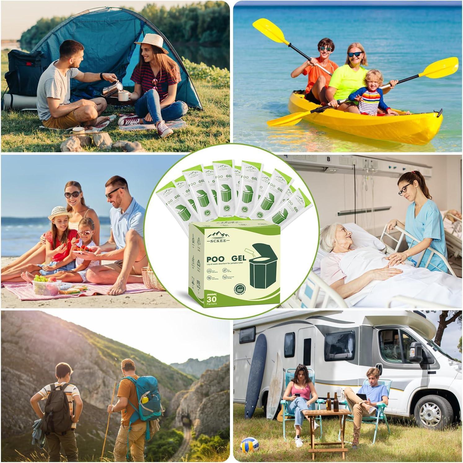 30 Packets Poo Gel for Portable Toilet, Portable Toilet Powder Poo Urine Powder