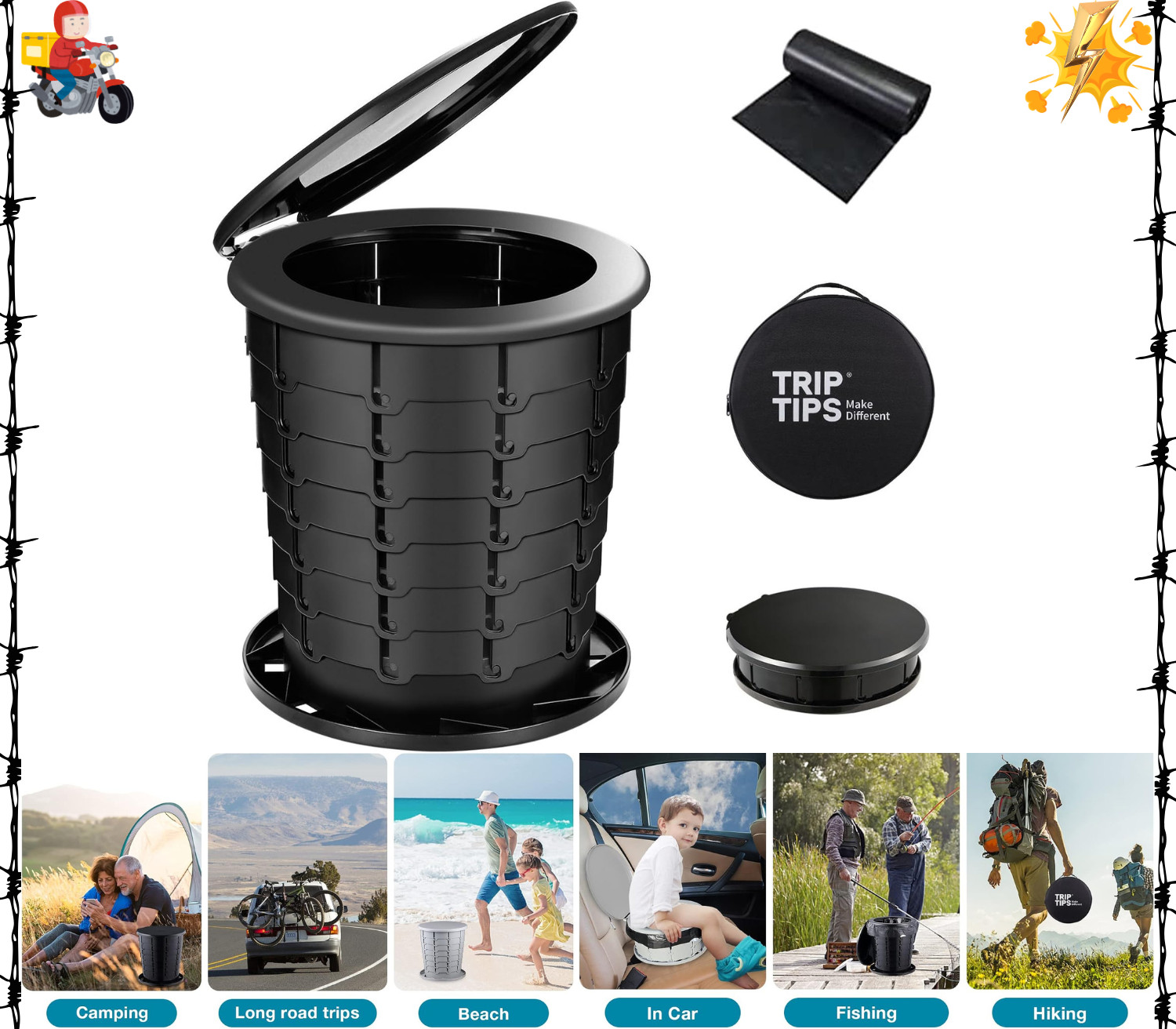 TRIPTIPS Upgrade Retractable Portable Toilet Travel Toilet Adjustable Height …