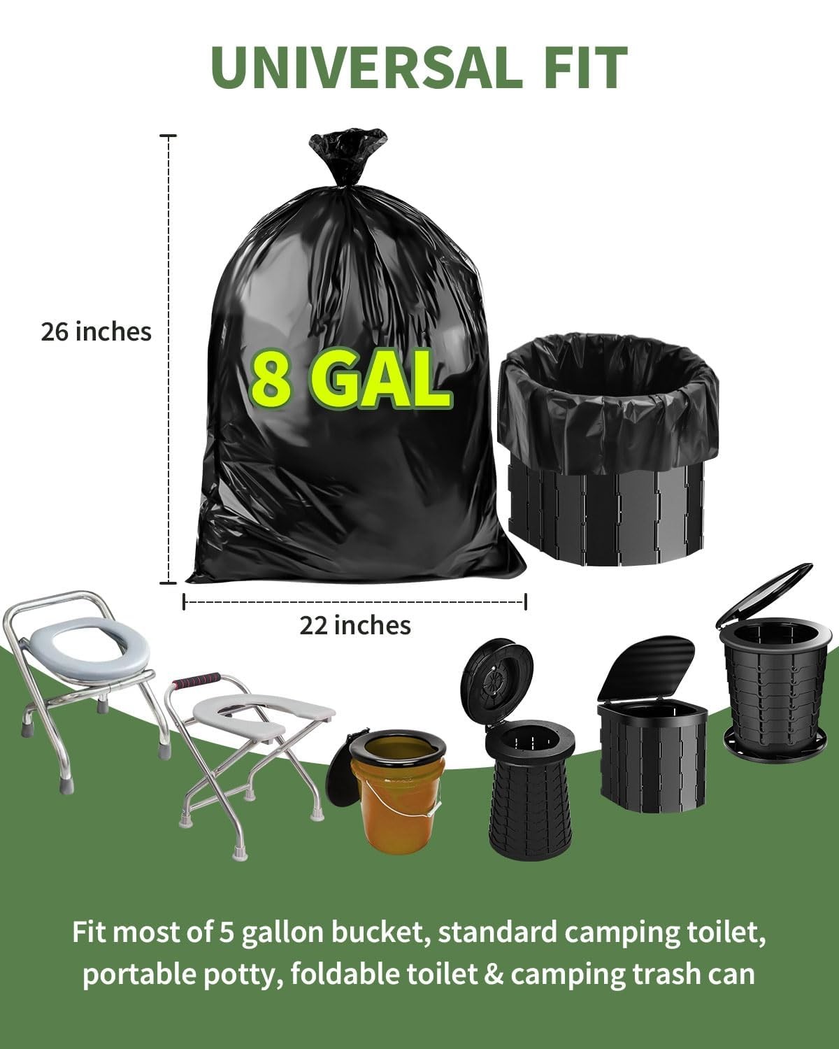 100 Portable Toilet Bags Thick Biodegradable Camping Toilet Bags for Portable…
