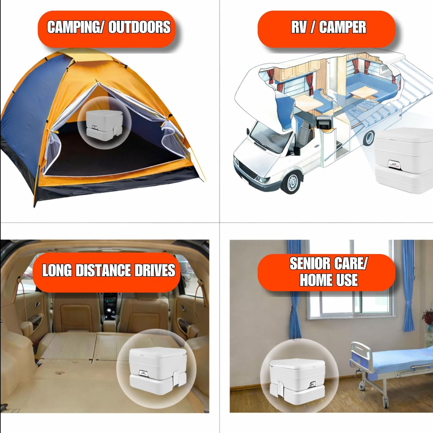 Portable Toilet for Marine, RV, Camping and Boat (2.6 Gallon)