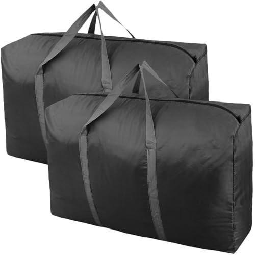 100L Extra Large Storage Bags, Big Moving Bags with Strong Zippers 2 Pack Black