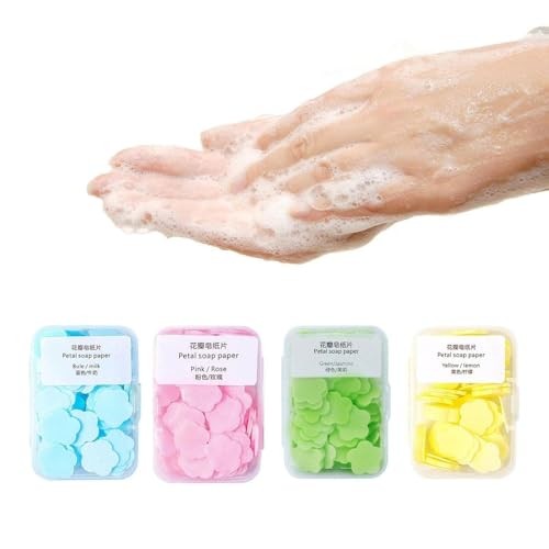 Paper Soap, 4 Different Scented Mini Fresh Portable Disposable Petal Hand Wash