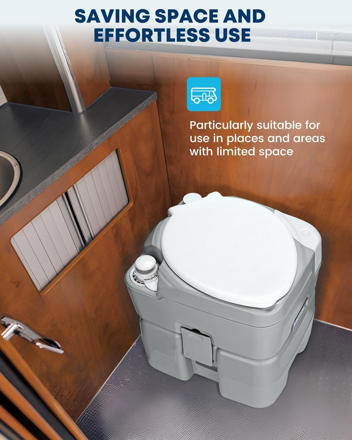 Camping Toilet Portable 5.3 Gal: 20L Porta Potty for Adults with Diagonal Elonga