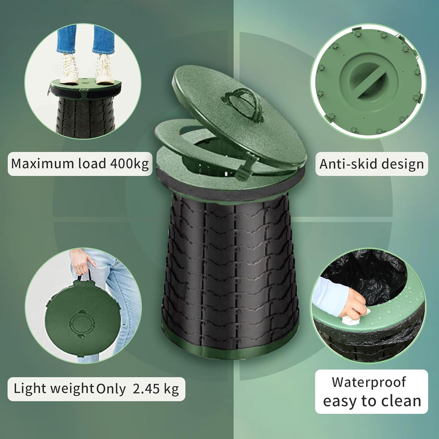 XXL Portable Toilet for Camping,880Lbs Capacity,19.7″ H Adjustable Portable Toil