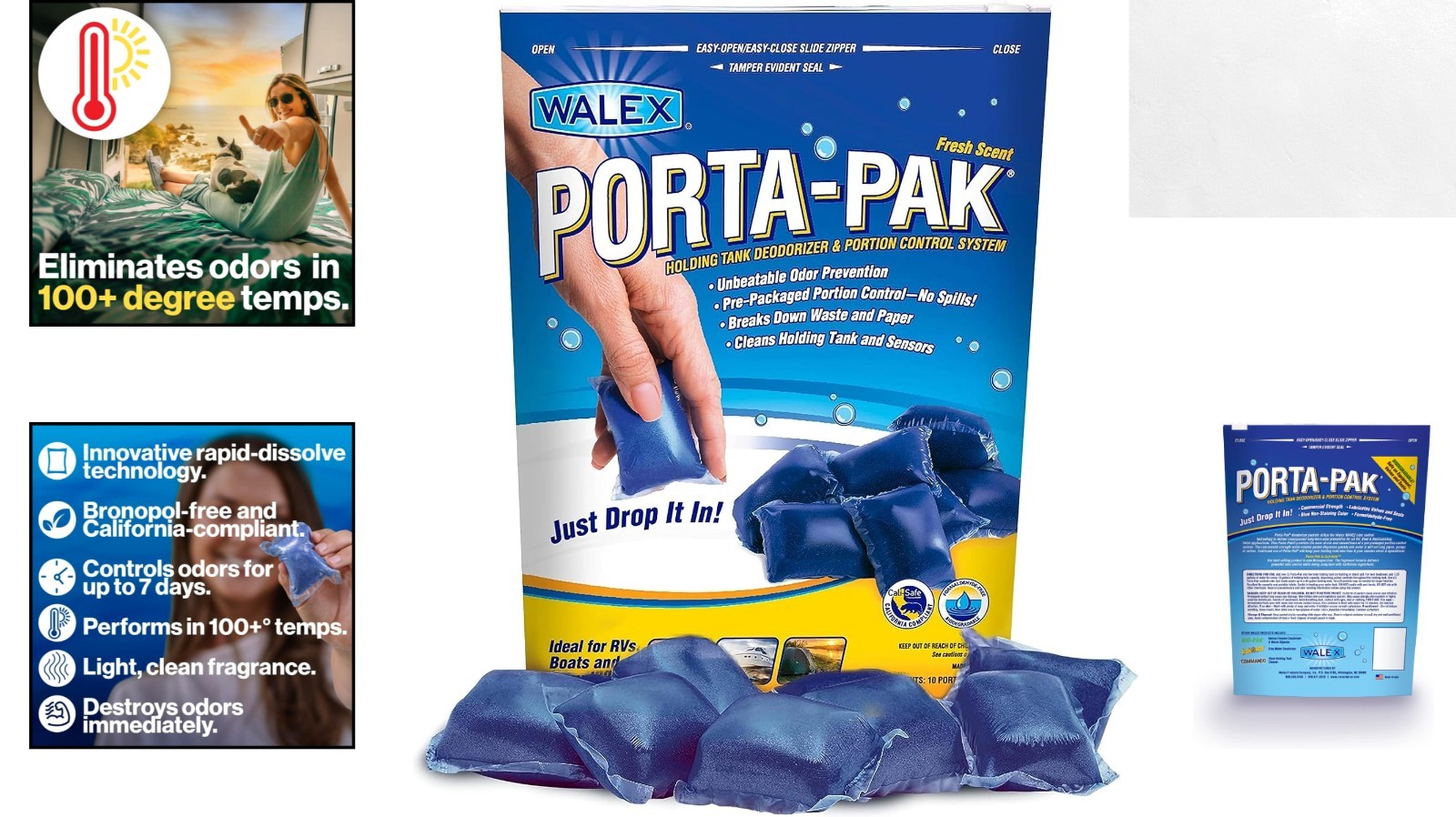 Fresh Scent Porta-Pak RV Toilet Treatment Drop-Ins, 10 Count for RVs& Boats