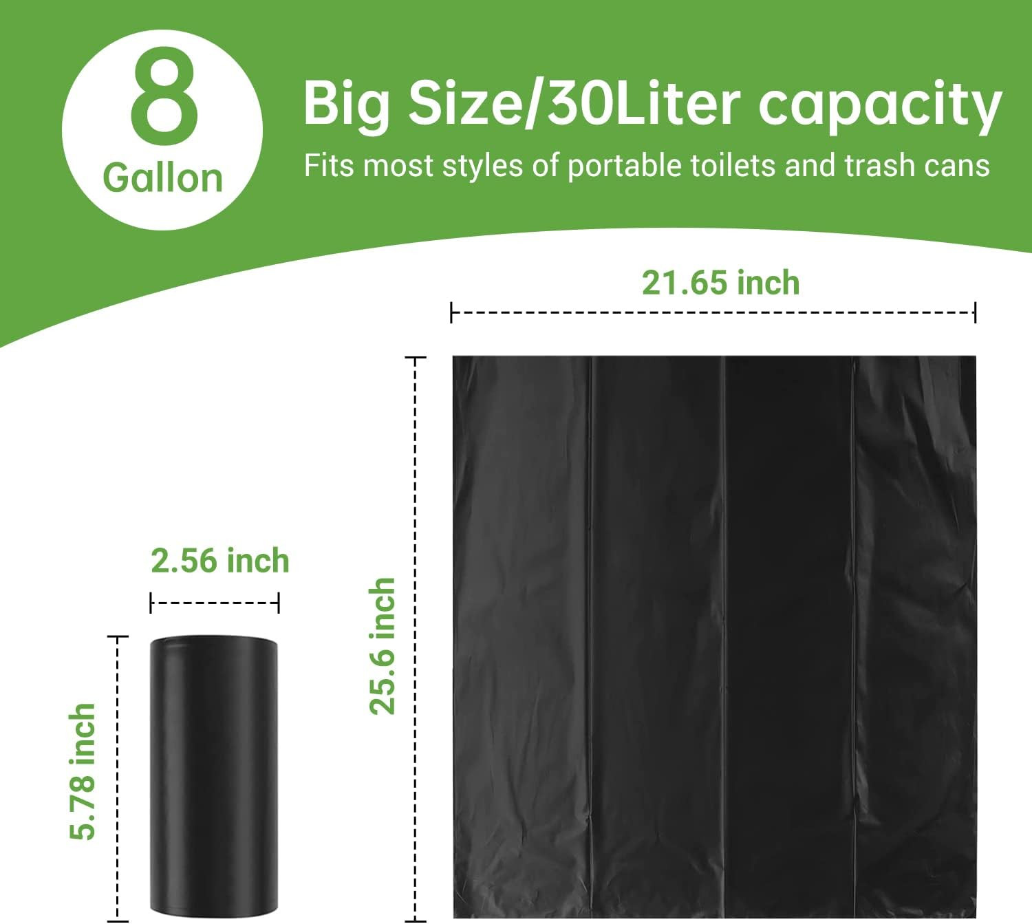 Portable Toilet Replacement Bags 25 Count 8 Gallon 1.5 Mil Super Thickened