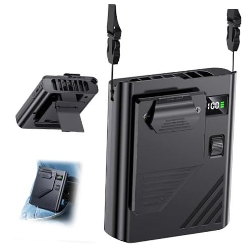 5 in 1 Portable Waist Fan 1-100 Speed Neck fan AI Rechargeable 16H Black