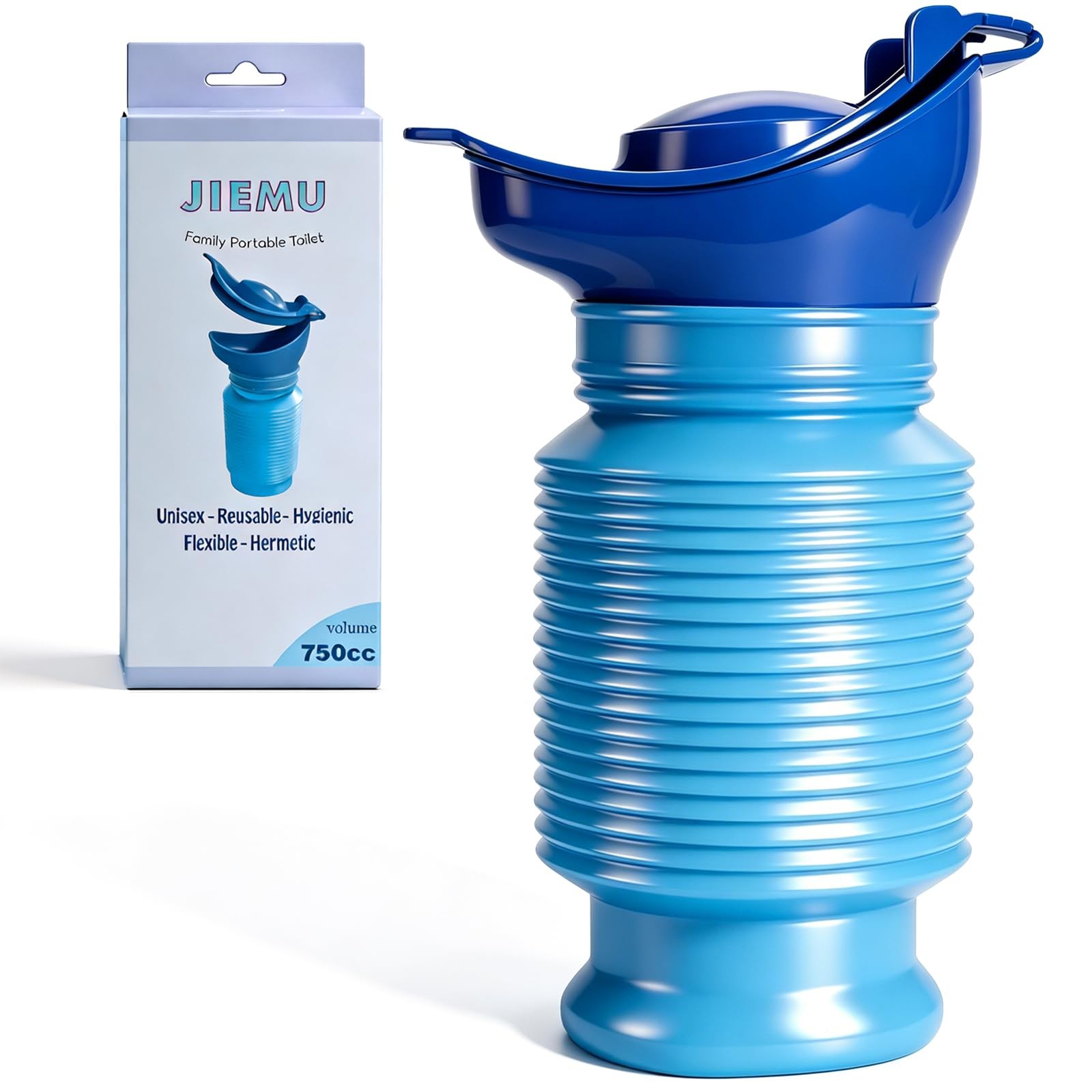 Lpluziyyds Scalable Emergency Urinal, 750ml Portable Toilet for 750ml, Blue