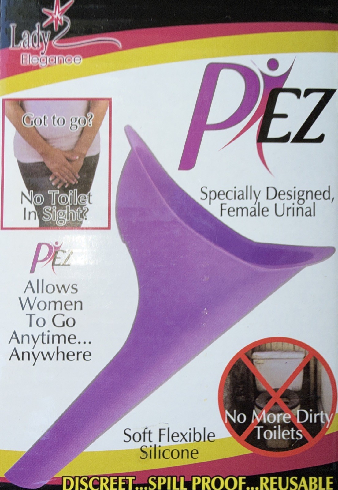 P EZ (Pee-Easy) Travel Urinal For Women/Girls Purple Silicone Pee-Nice NEW