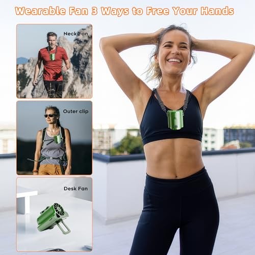 Portable Waist Fan Clip on Wearable Belt Personal Fans, Mini Personal Green