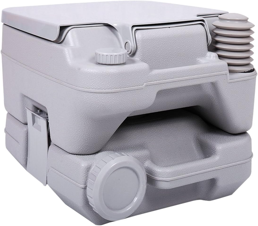 Portable 2.6 Gallon Outdoor Toilet for RV, Camping, Boating – Leak-Proof Grey