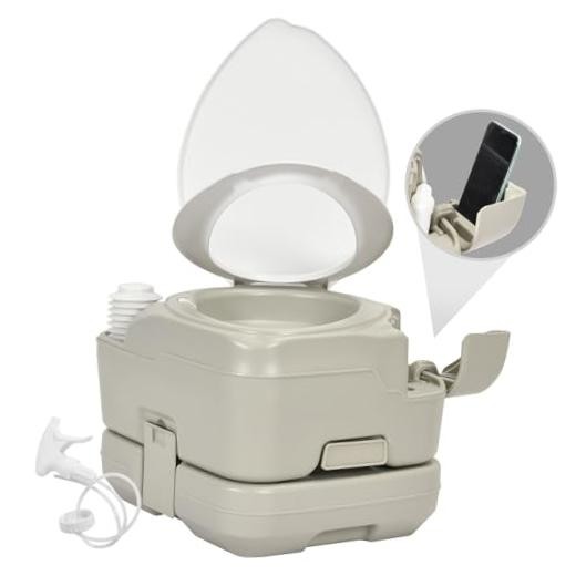 Portable Toilet Camping Porta Potty 2.64 Gal Extended Diagonal Seat+Sprayer