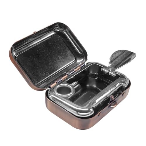 Mini Portable Ashtray – Carry-on Metal Windproof Pocket Car Ash Tray Bronze