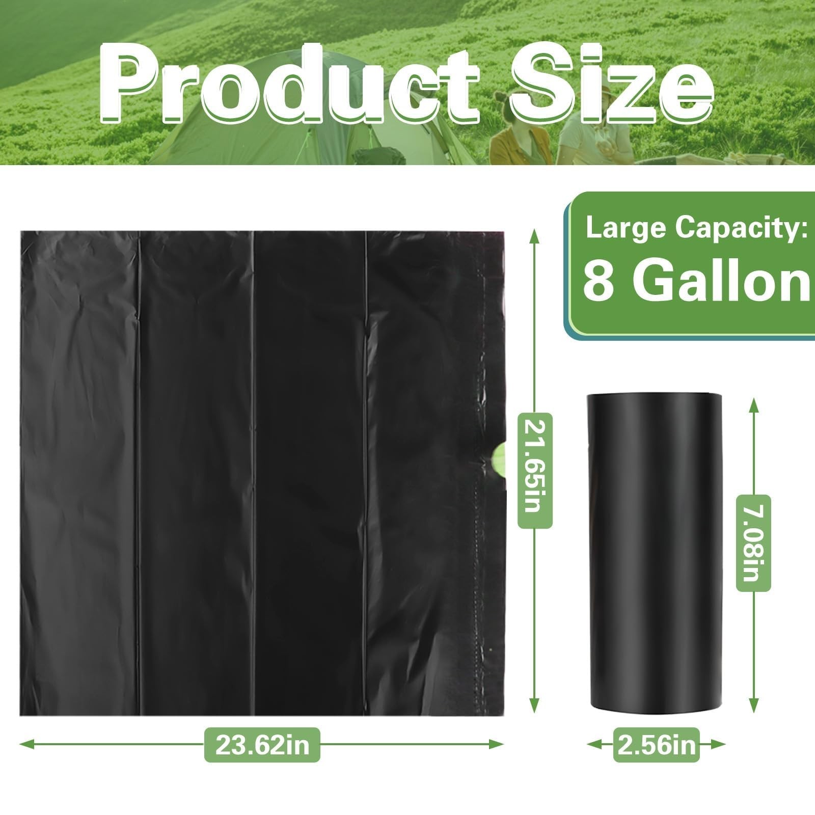 100 Portable Toilet Bags, Biodegradable with Drawstring & Lemon Scent, for 5-…