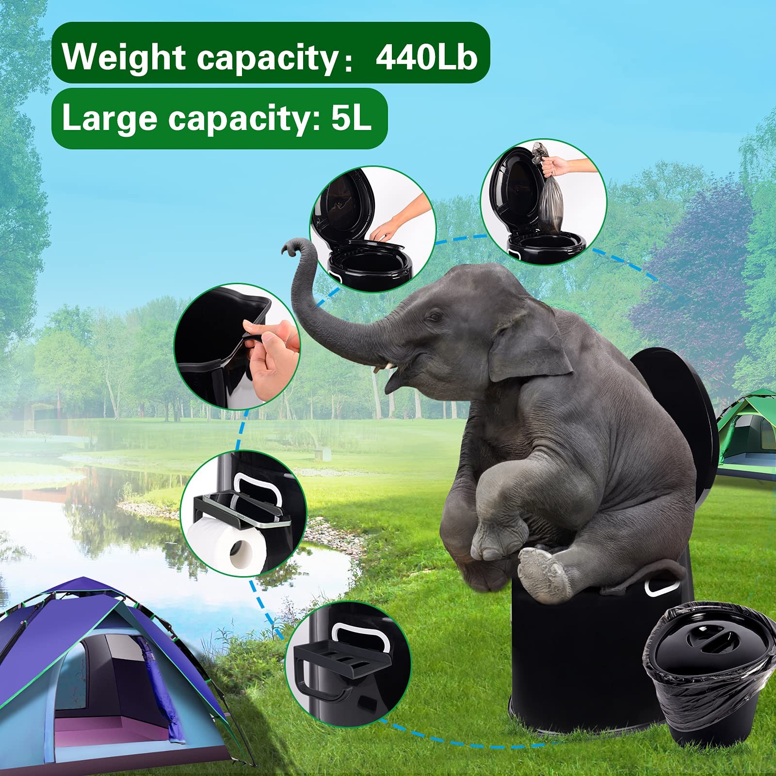 Axidou Portable toilet, adult and child toilet, 5.3 gallon mobile toilet buck…