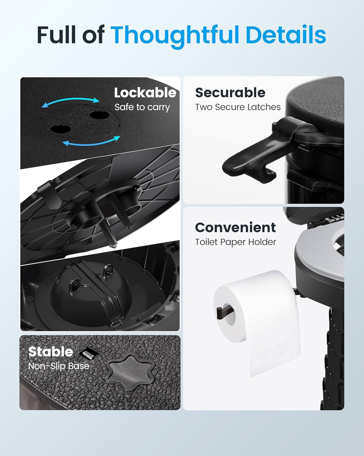 2025 New Upgrade Retractable Portable Toilet with Toilet Bags 2 Rolls *20 Bags
