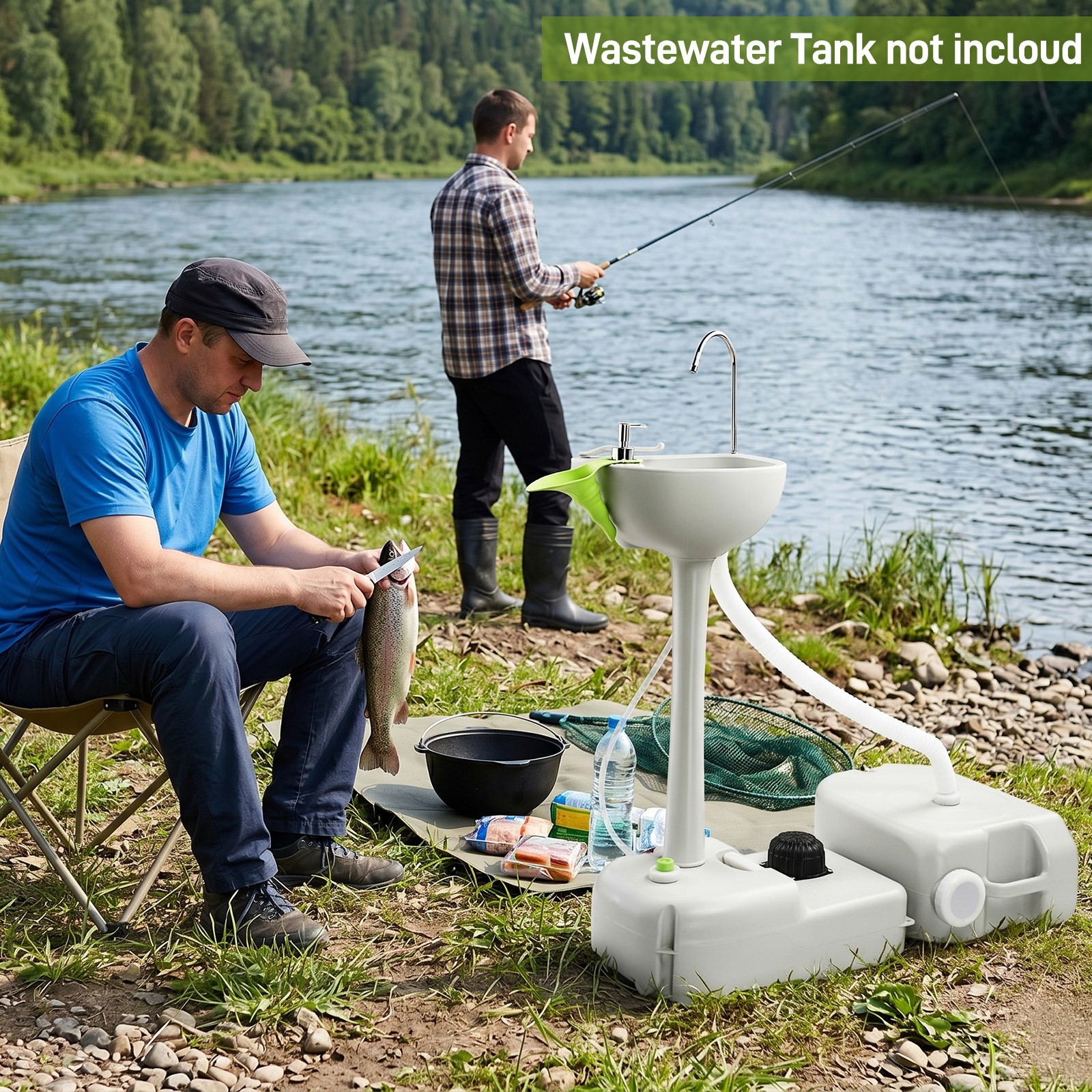Portable Camping Sink RV Barber Kitchen Indoor Hygiene Wash Sink Basin Faucet
