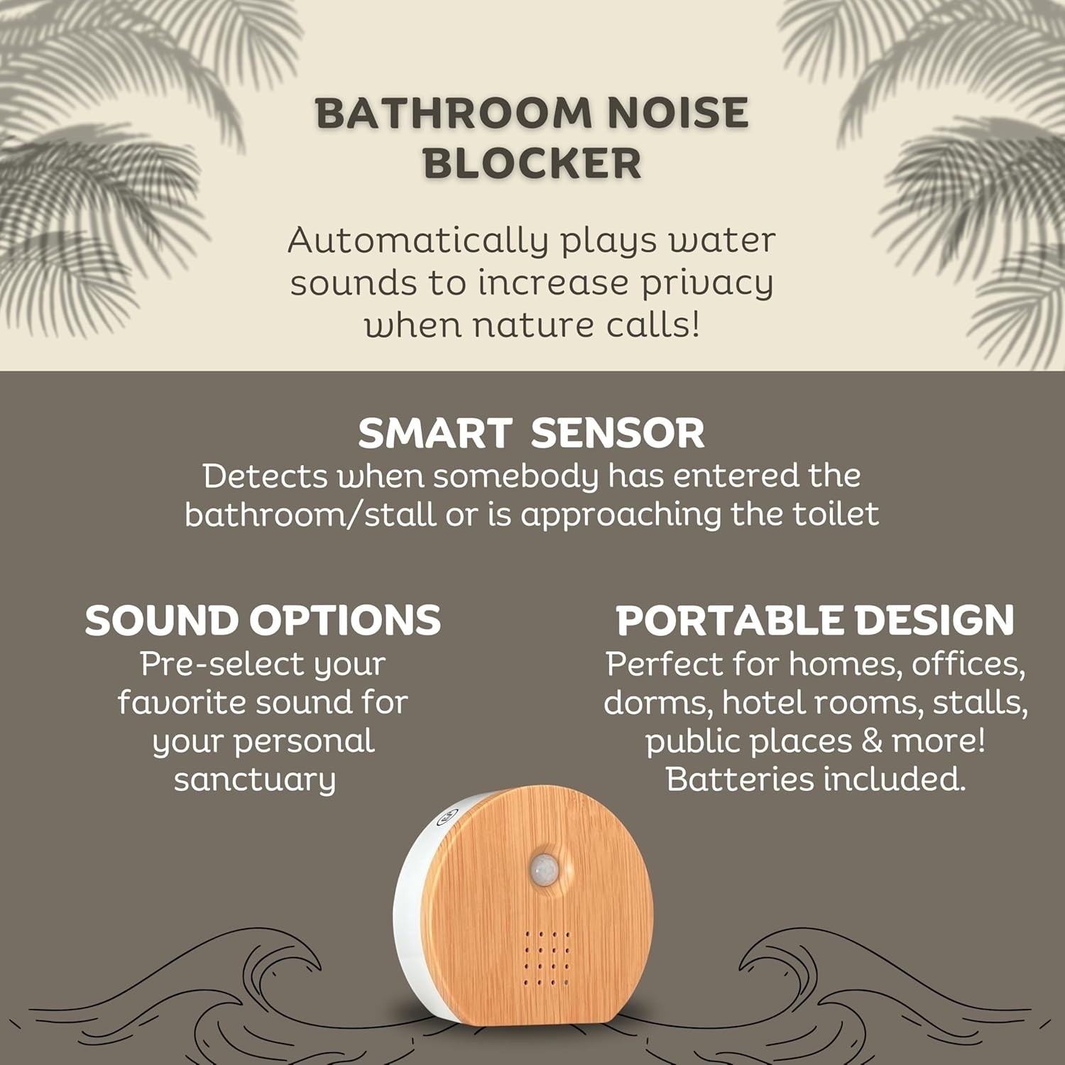 Bathroom Noise Blocker, Automatically Plays Relaxing Water Sounds For Bathroom