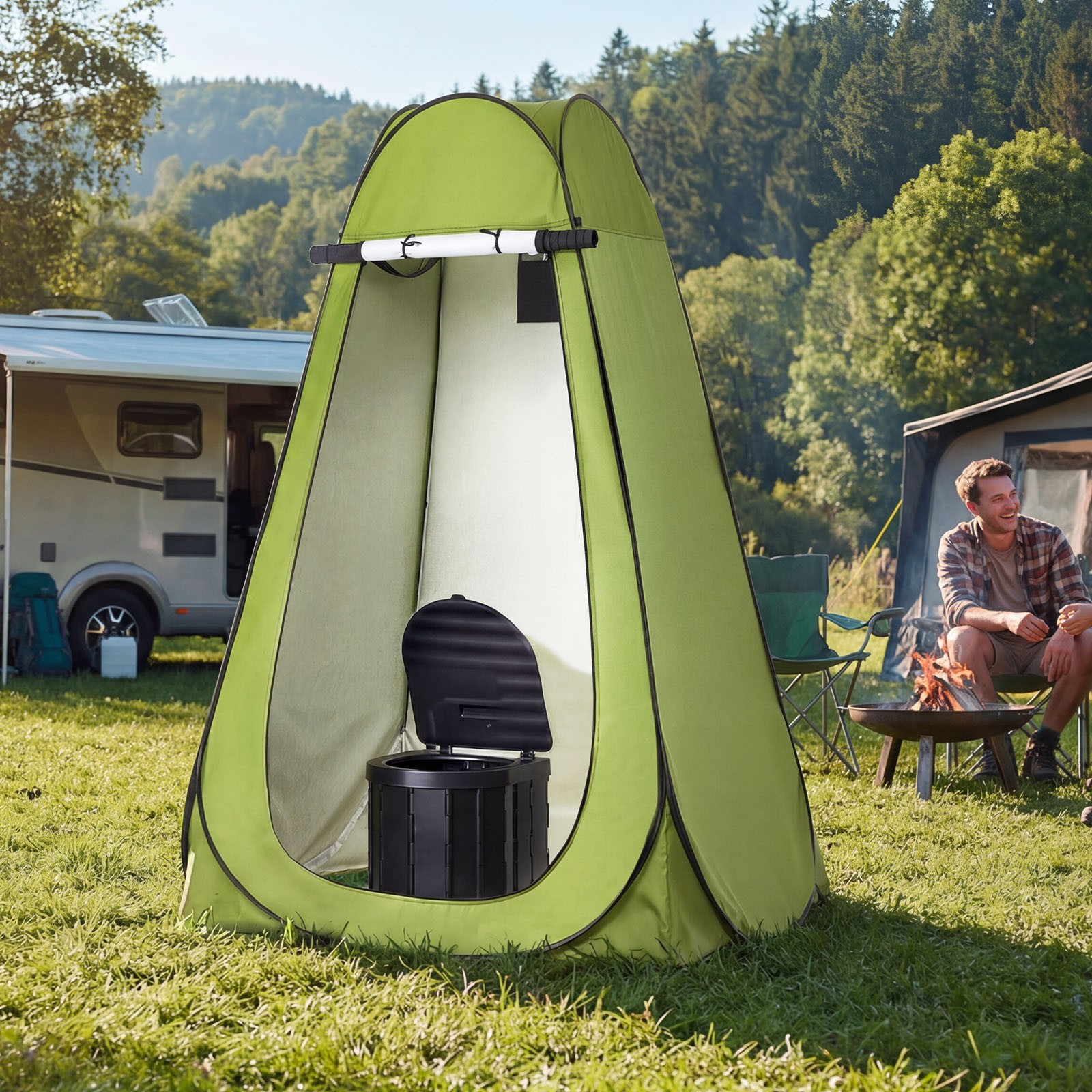 VEVOR Portable Toilet Pop Up Tent Folding Outdoor Camping Travel Potty 330 lbs