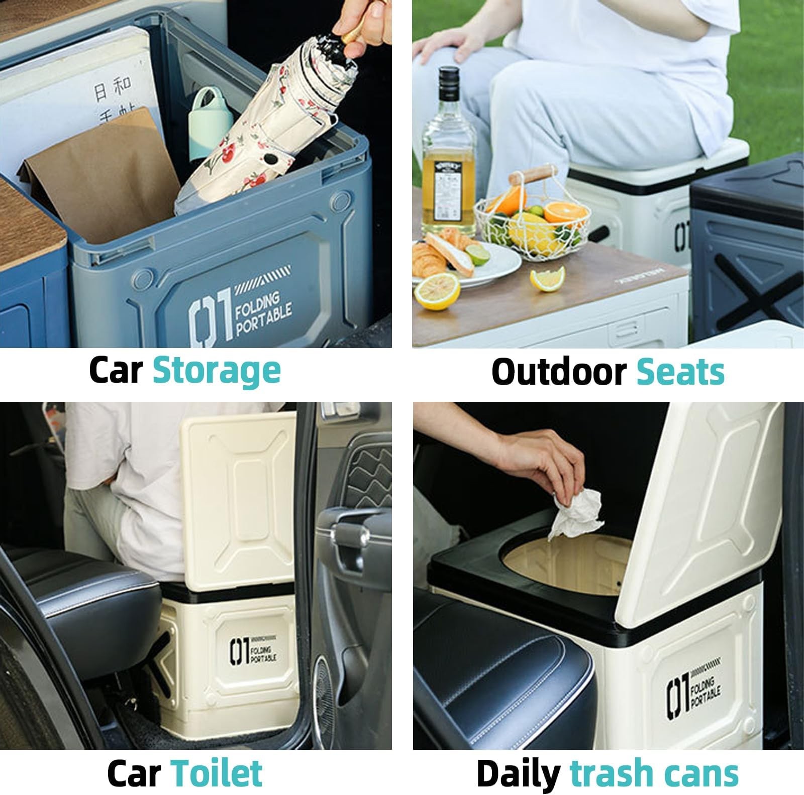 Multifunctional Foldable Portable Car Toilet Lightweight Outdoor Camping & Tr…