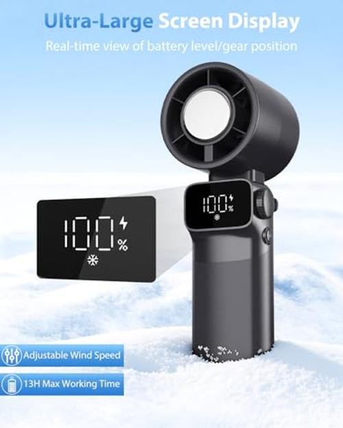 Portable Handheld Fan with Ice Cooling, Up to 13Hrs Rechargeable Personal Grey