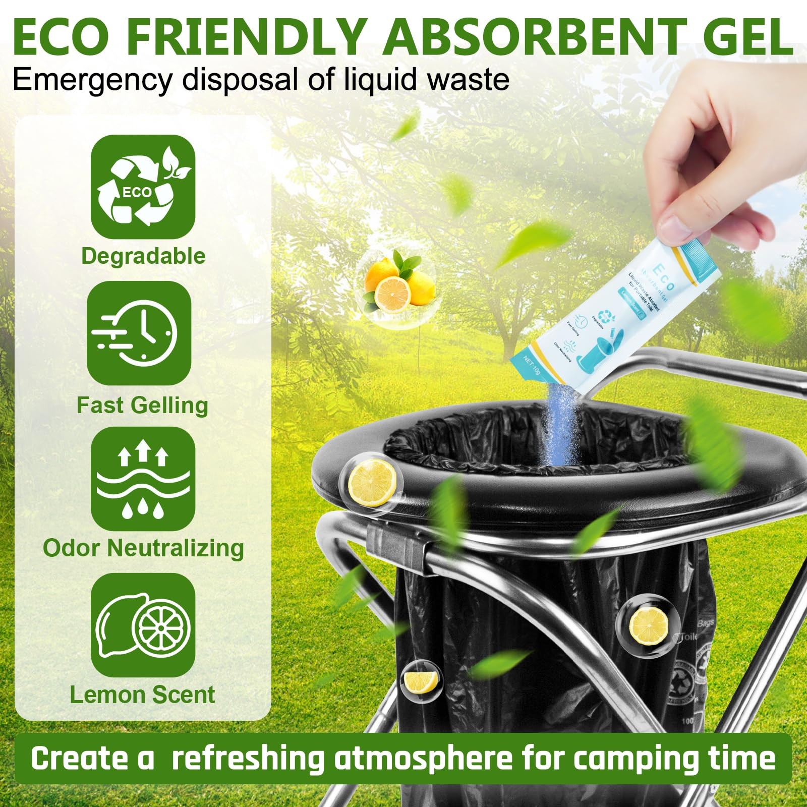 Portable Toilet for Camping, 350LBS Stainless Steel Foldable Camp Travel Toil…
