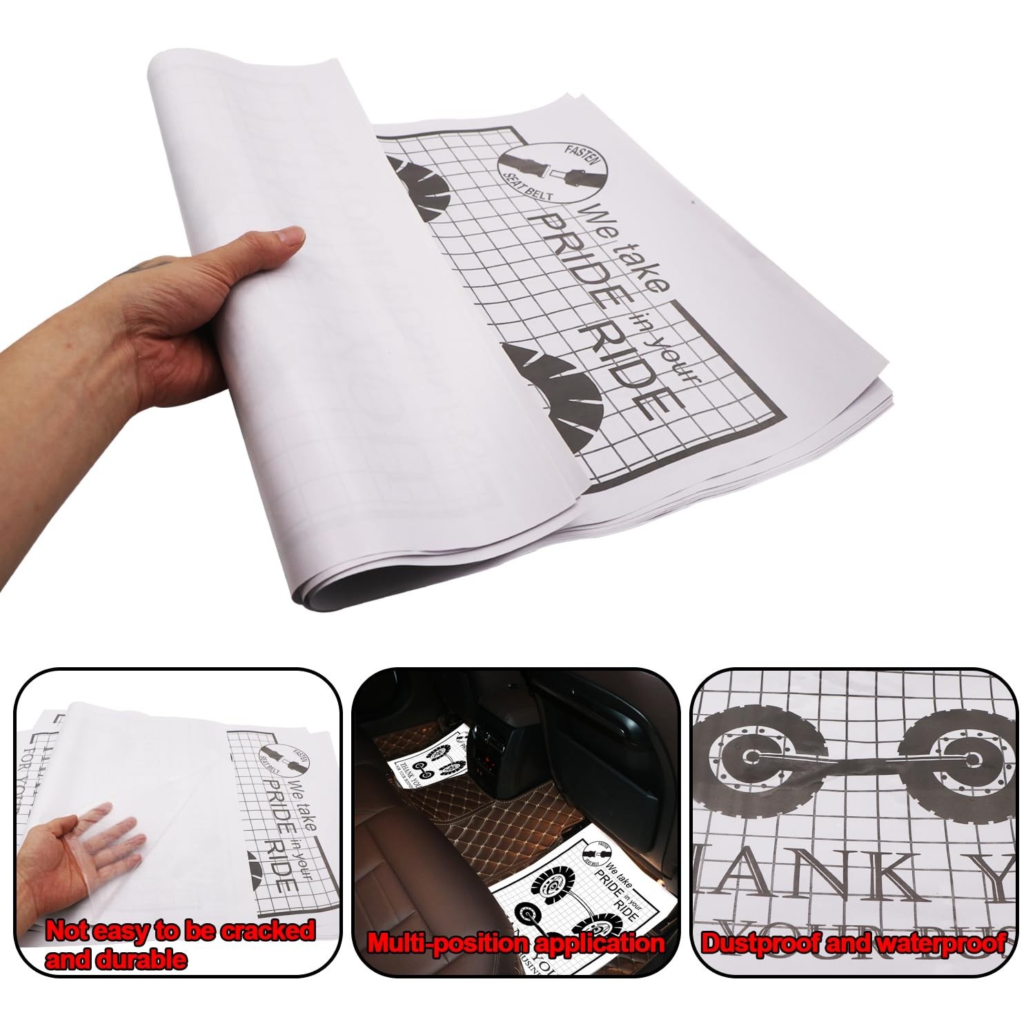 100-Pack Disposable White Paper Car Floor Mats 19×15 Inch, Universal Fit Auto…